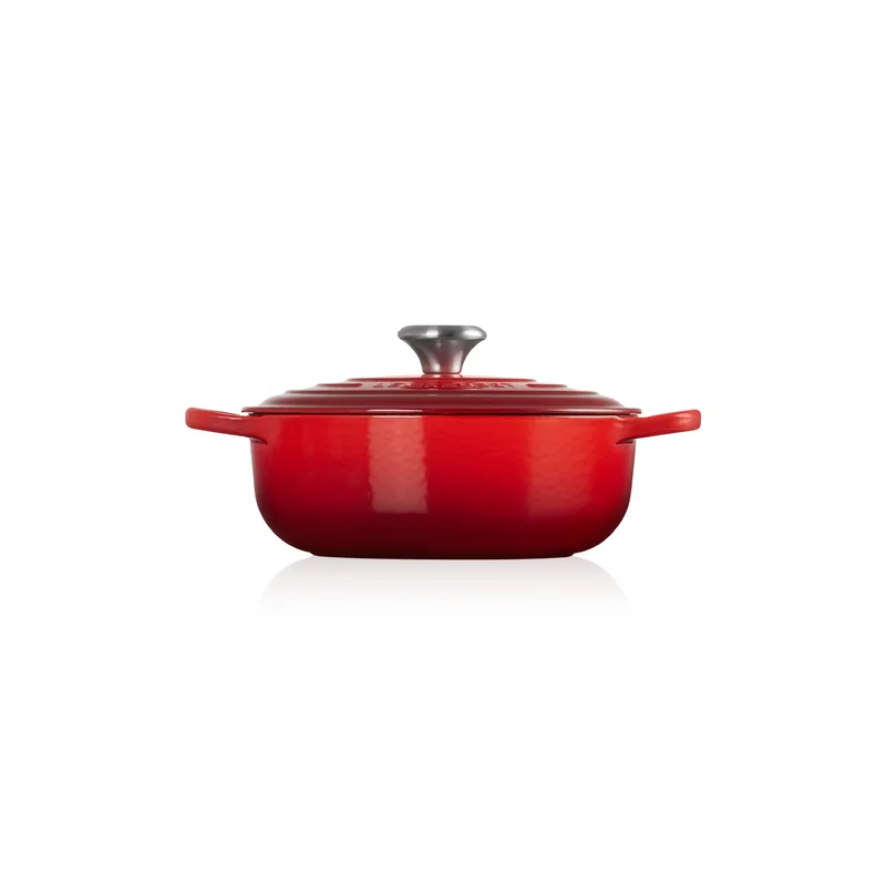 Le Creuset LS2598-2467SS Enameled Cast Iron Signature Sauteuse Oven. 3.5 qt. Cerise