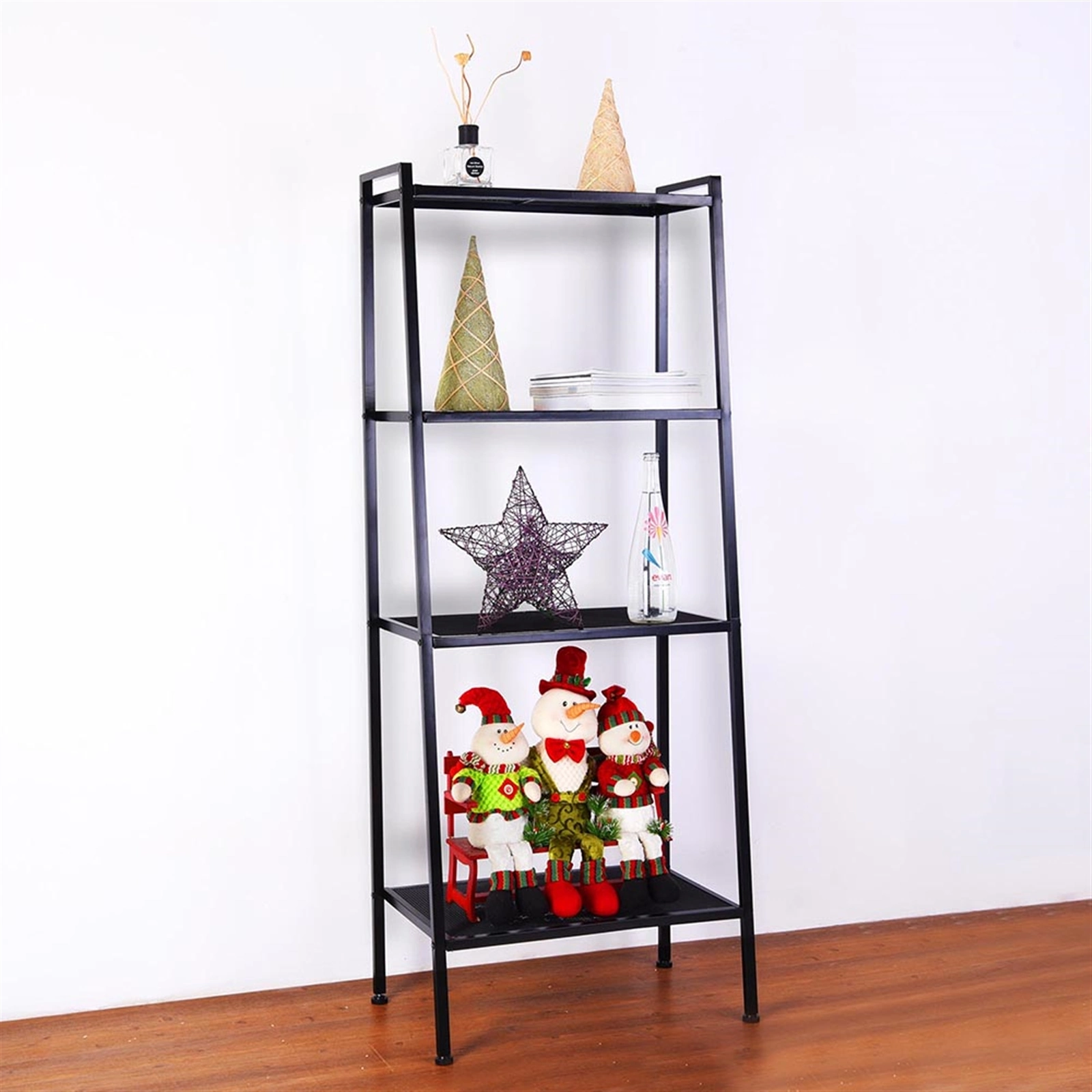 DISCOUNTTODAY Metal 4 Shelf Bookcase. Multifunctional Ladder-Shaped Plant Flower Stand Rack Bookrack Storage Shelves. Black 23.62 x 13.78 x 57.87