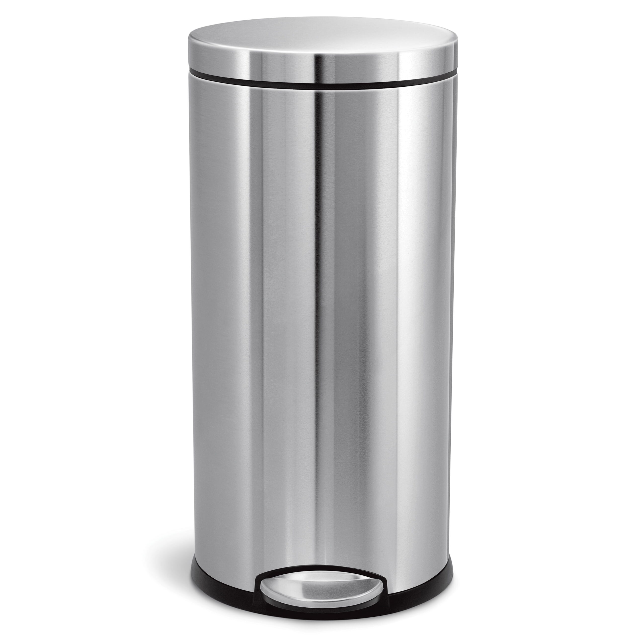 simplehuman 30 Liter / 8 Gallon Round Step Trash Can. Brushed Stainless Steel