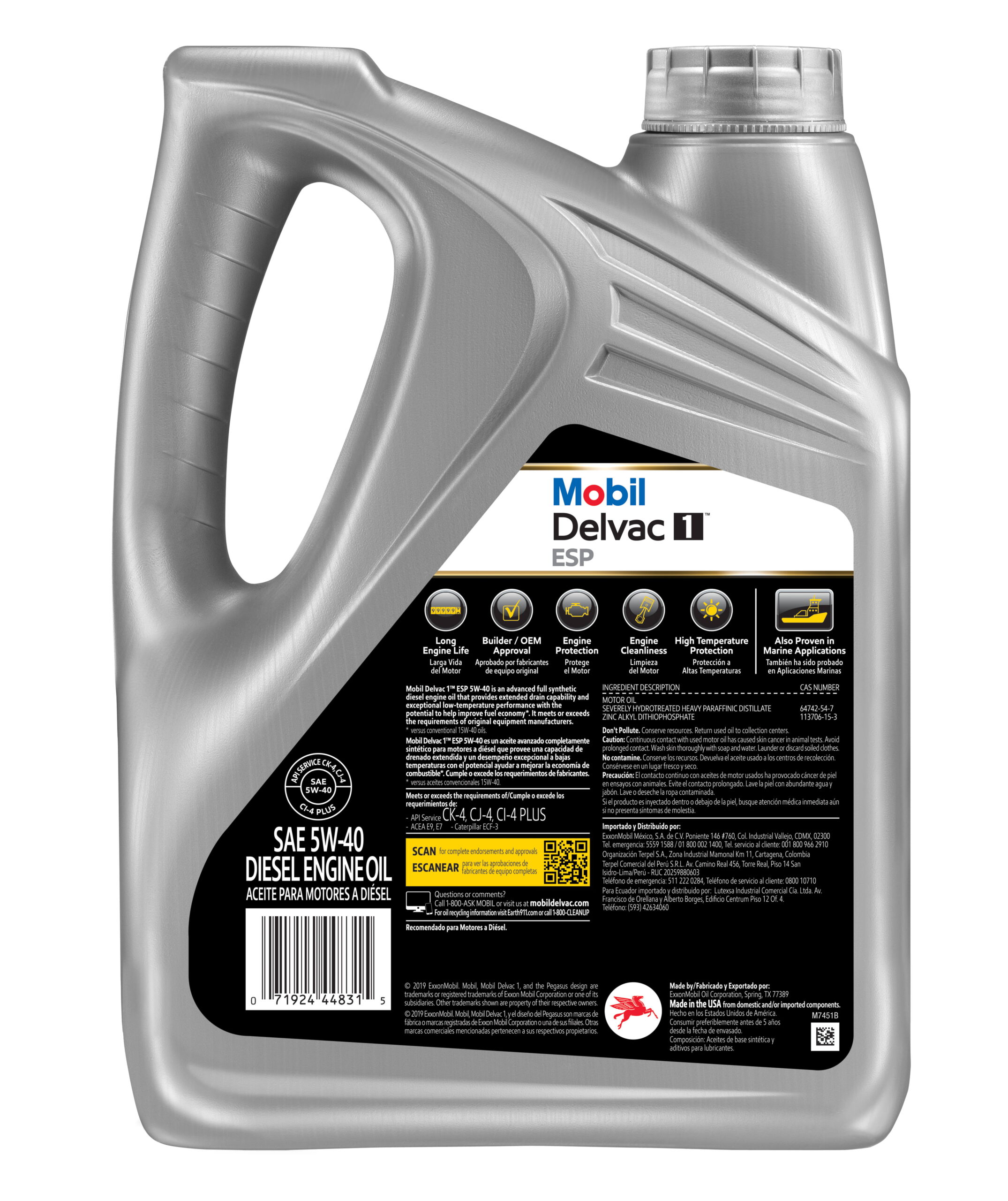 Mobil Delvac 1 ESP Heavy Duty Full Synthetic Diesel Engine Oil 5W-40. 1 Gal