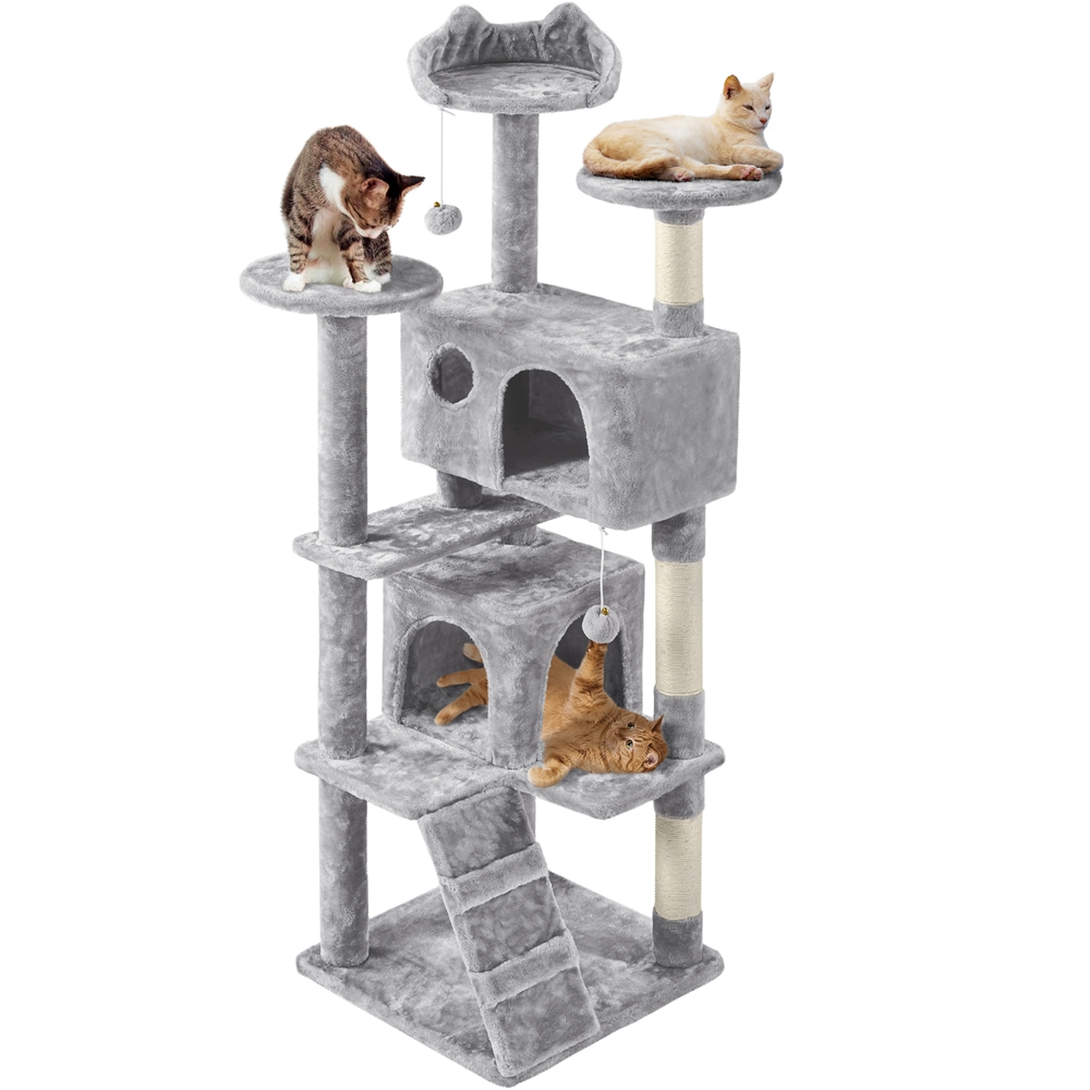 Easyfashion 61.5 inch Tall Cat Tree Tower Condo. Light Gray