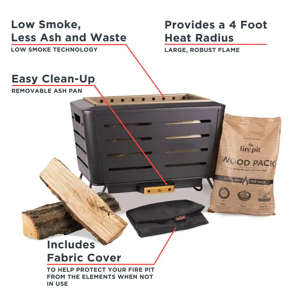 TIKI 112000268 Portable Fire Pit Metal Black