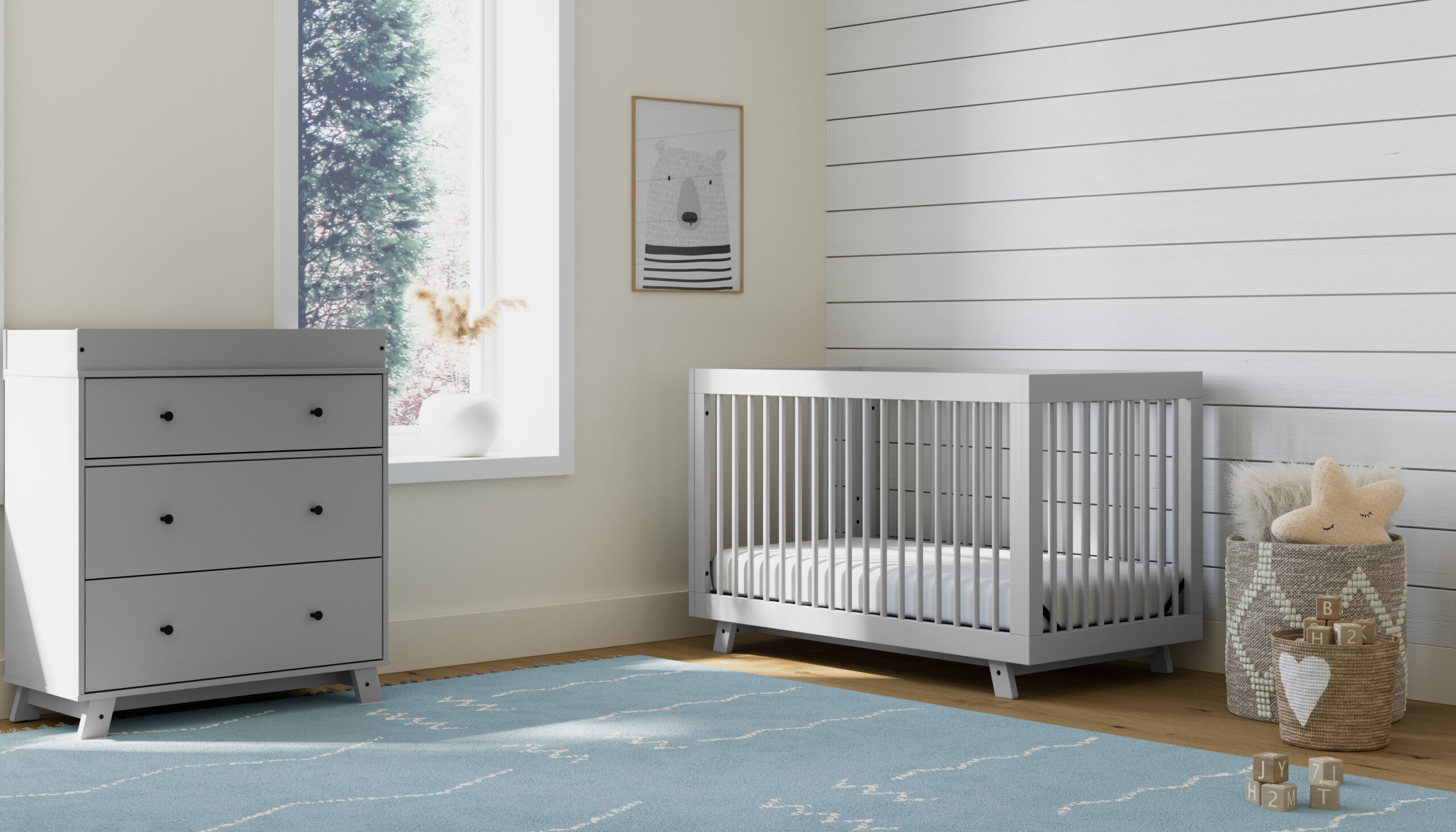 Storkcraft Beckham 3 Drawer Modern Changing Dresser Pebble Gray