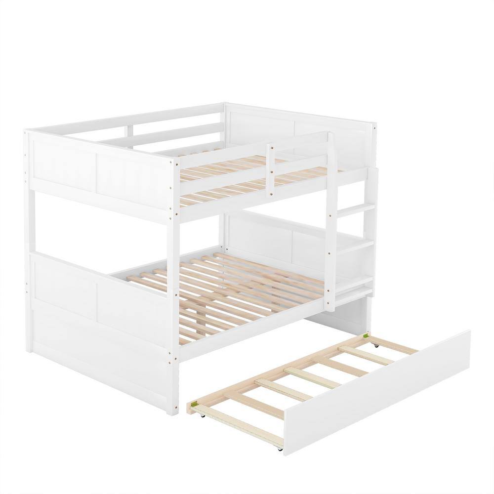 Qualler  White Full Over Full Bunk Bed with Twin Size Trundle