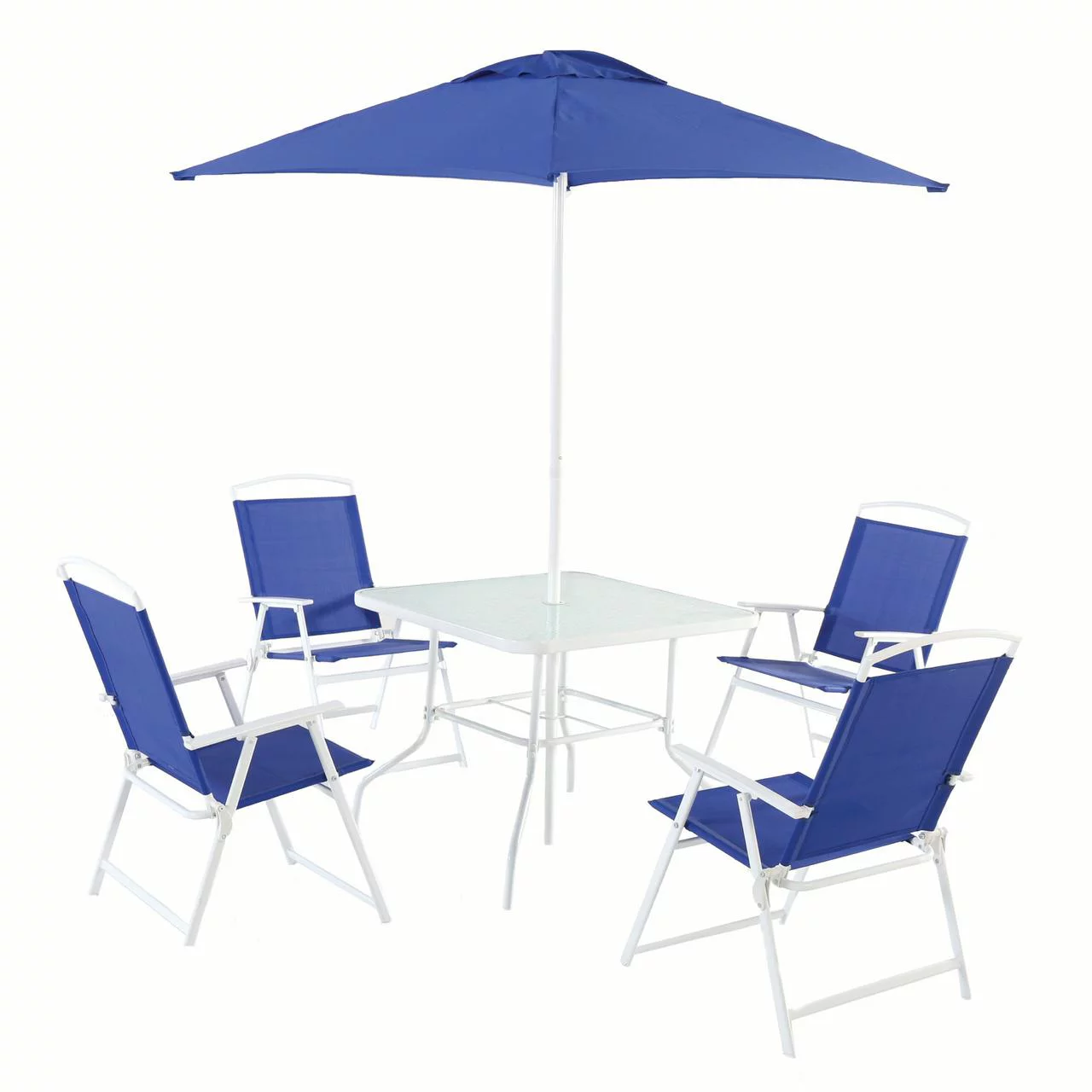 Mainstays Albany Lane 6 Piece Outdoor Patio Dining Set. Blue