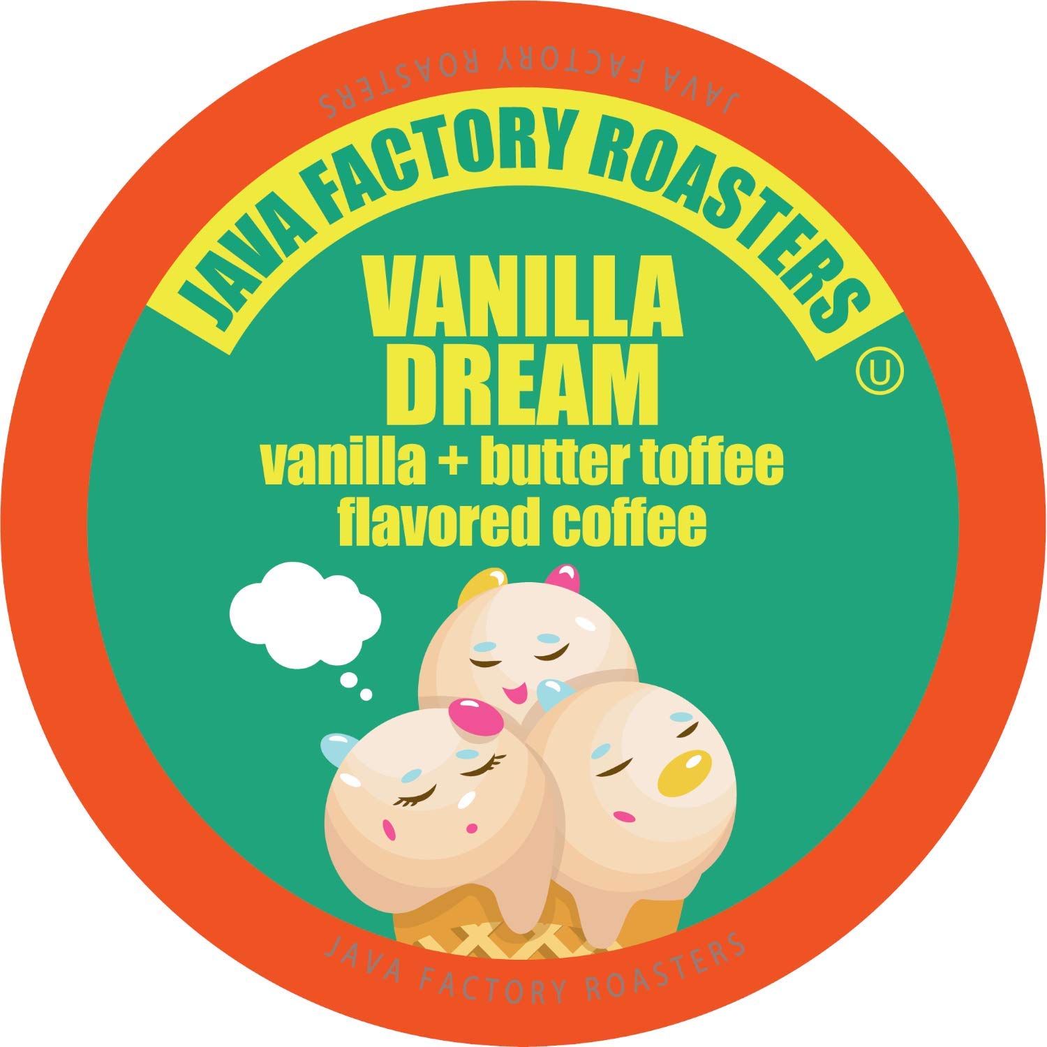 Java Factory Coffee Pods Vanilla Flavored Coffee Compatible with K Cup Brewers Including 2.0. Vanilla Dream. 80 Count. Green