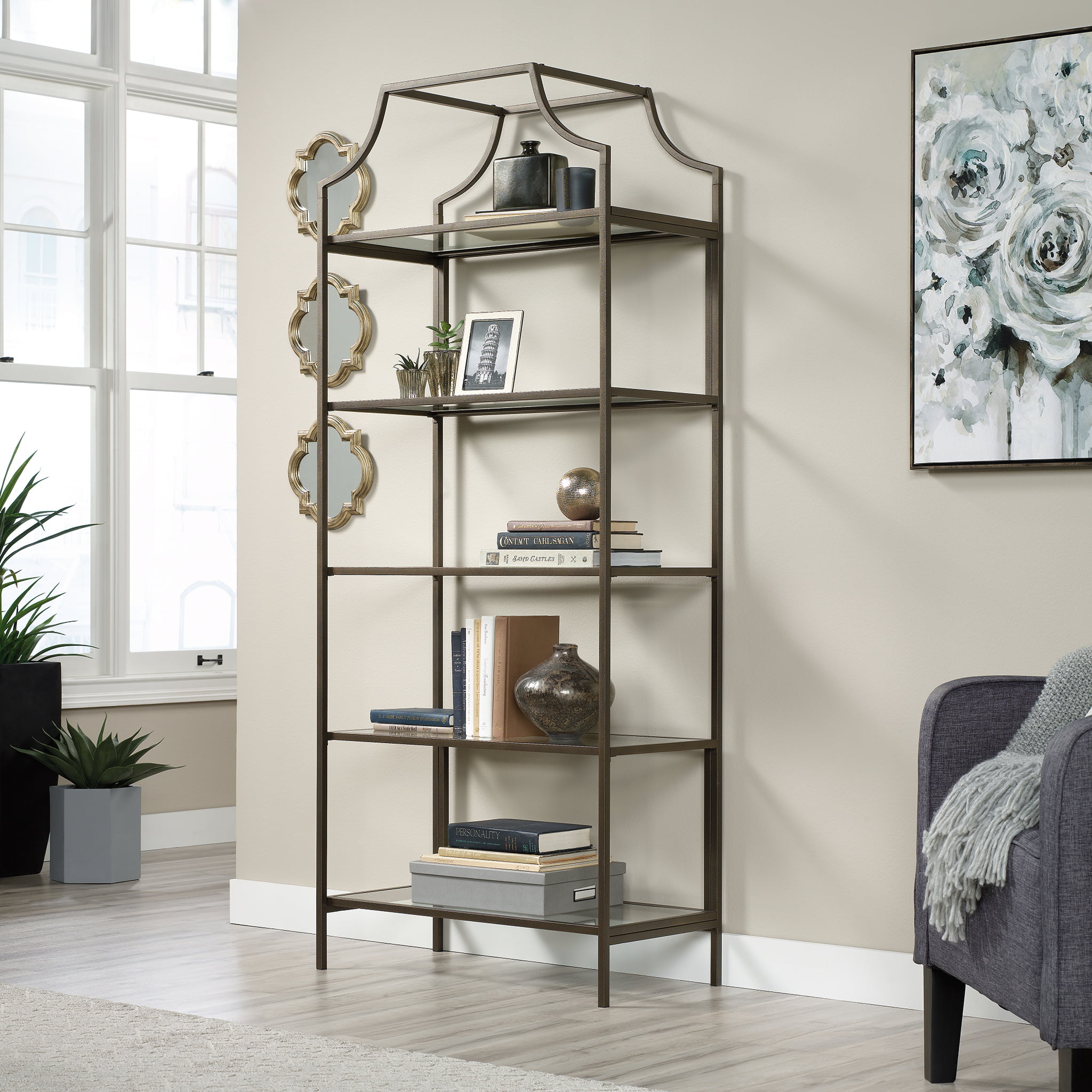 Sauder 426168 International Lux Bookcase. Bronze Finish