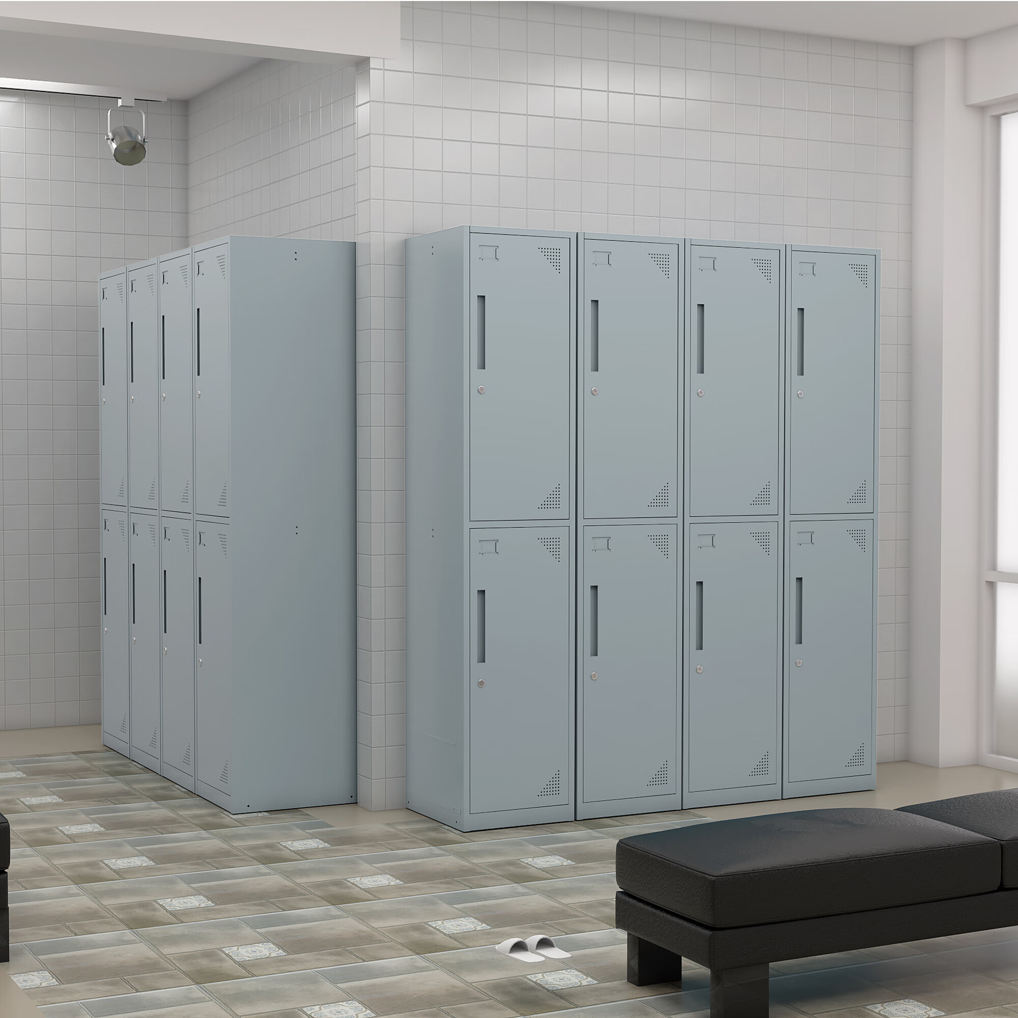 Fesbos Metal Locker 2 Lockable Door.71″ Tall Steel Storage Cabinet for School Office Gym Home Employees Staff Sundries Room