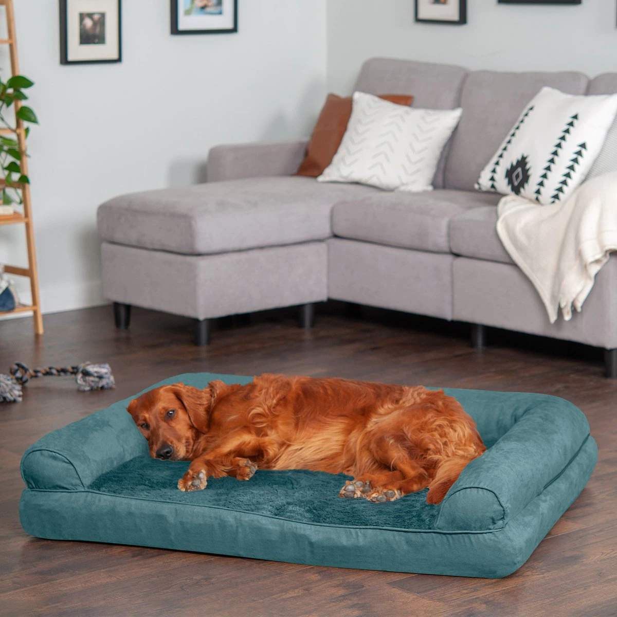 FurHaven Plush & Suede Full Support Orthopedic Sofa Dog & Cat Bed. Deep Pool. Jumbo