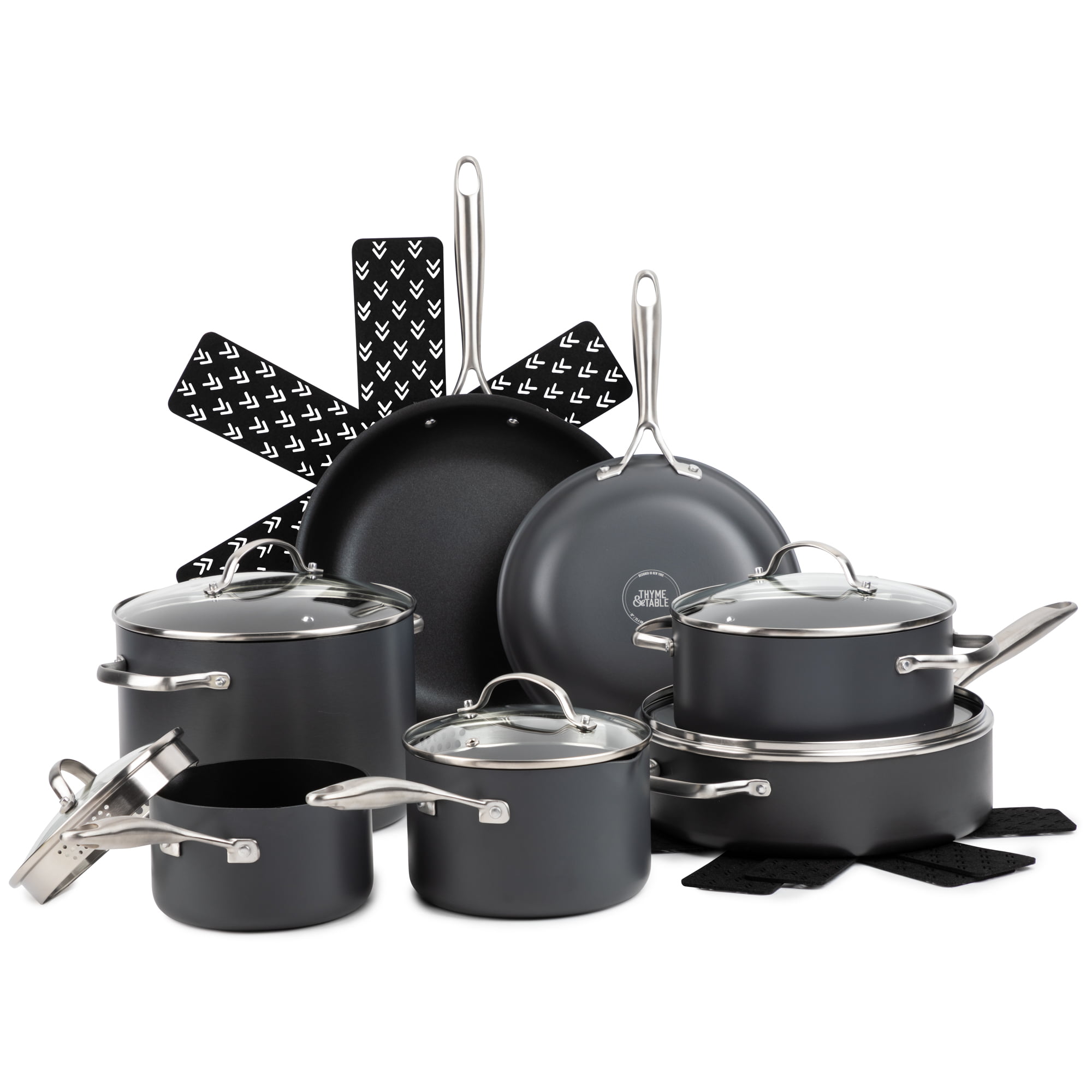 Thyme & Table Non-Stick 15-Piece Cookware Set Hard Anodized Aluminum