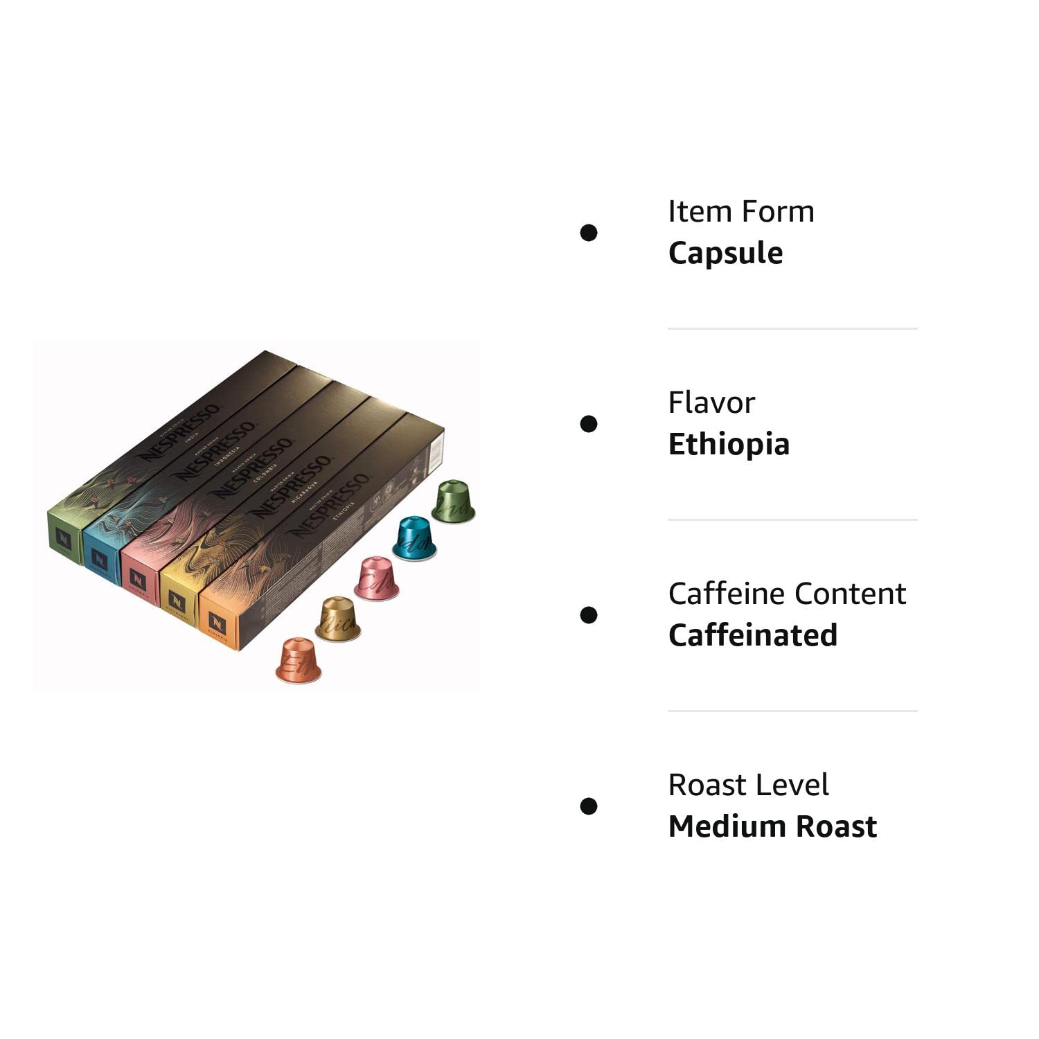 European Version Nespresso OriginalLine Master Origin Variety: Colombia. Ethiopia. India. Indonesia. Nicaragua. 50 Capsules