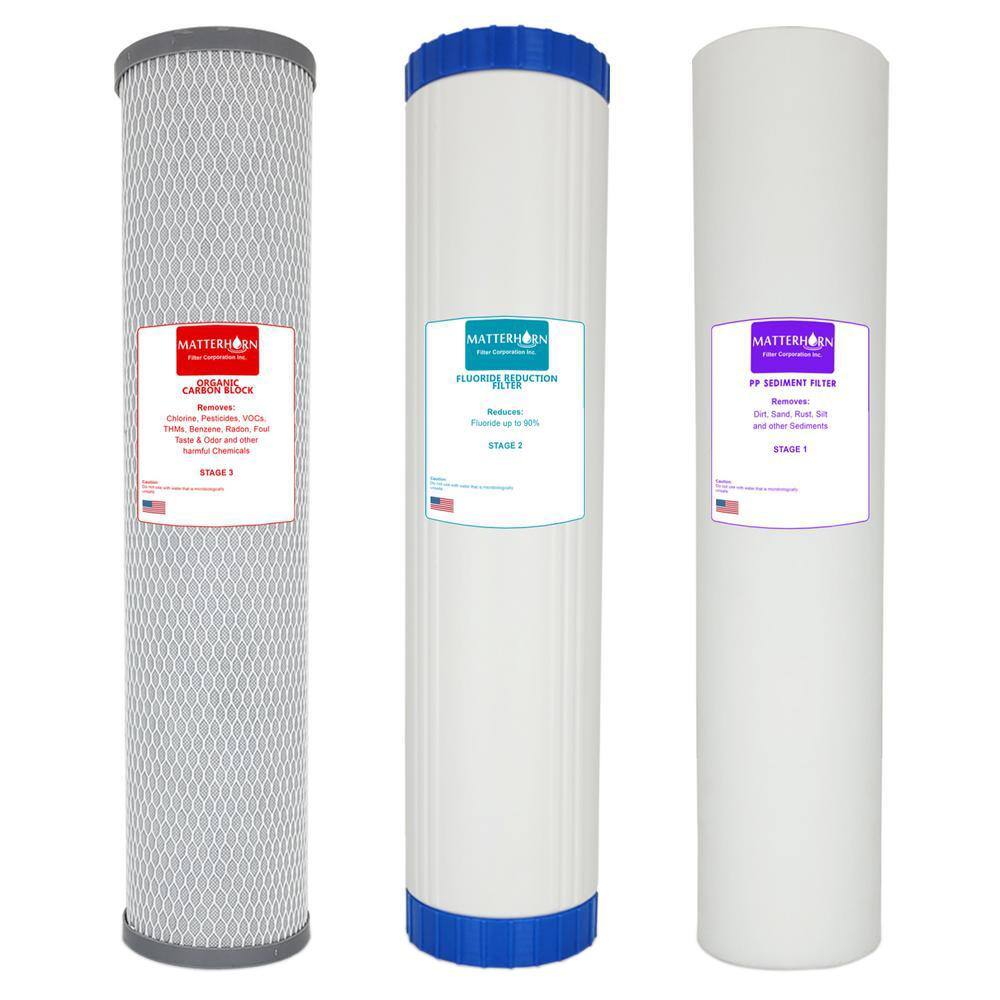 Matterhorn MRF-3020 Replacement Filter Set- Specially Designed for Fluoride Reduction. Chloramine. Chlorine. Taste. Odor - 4.5 in. x 20 in.