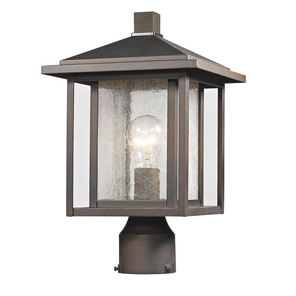 Unbranded  Aspen 1 Light Bronze 14.75 in Aluminum Hardwired Outdoor Weather Resistant Post Light Round Fitter with No Bulb Included