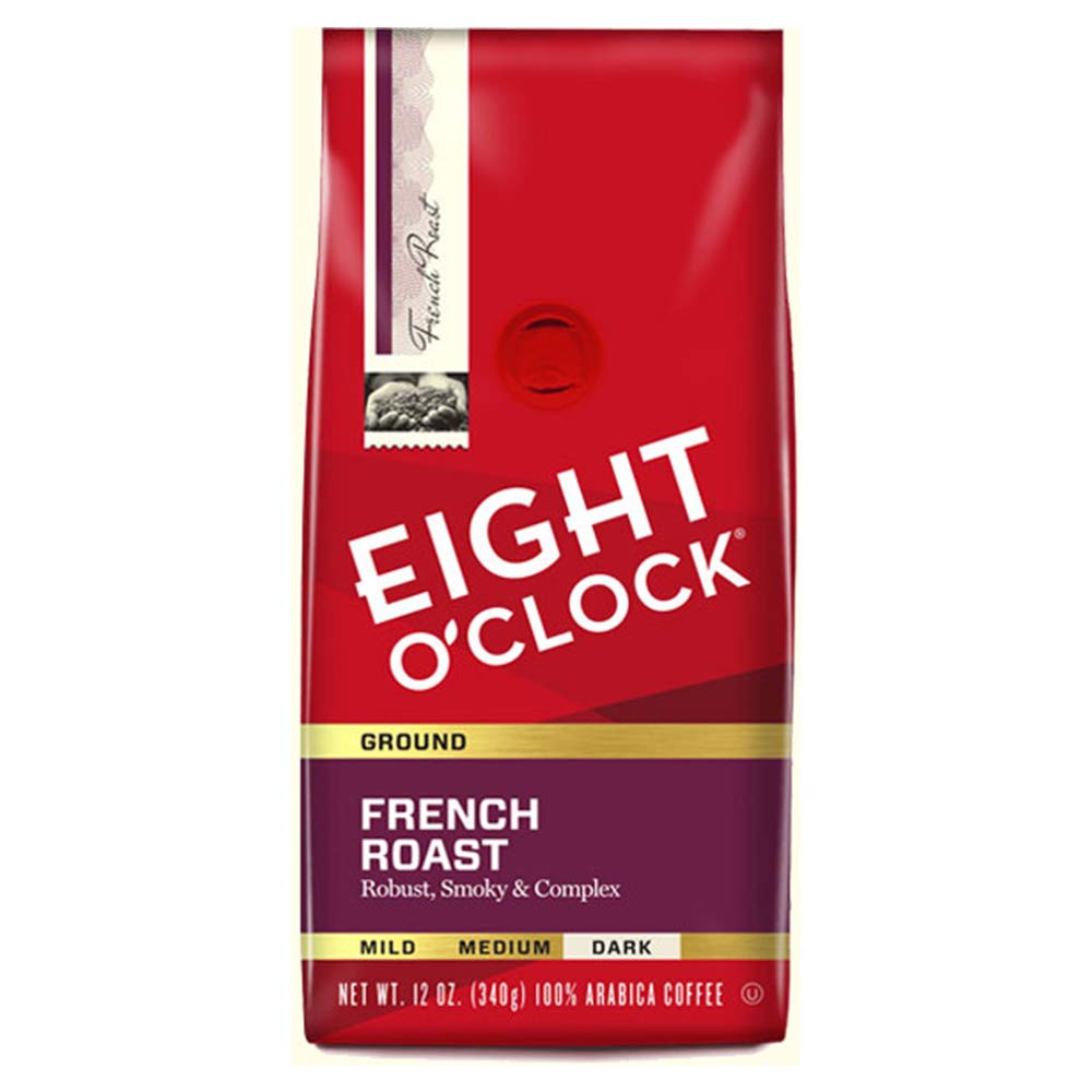 Eight O-Clock Coffee French Roast. Dark Roast. Ground Coffee. 12 Ounce (Pack of 6). 100% Arabica. Kosher Certified