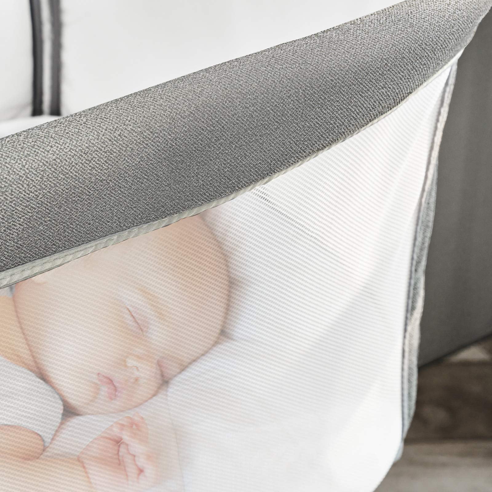 RONBEI 2 in 1 Baby Bassinet Bedside Sleeper Adjustable Bassinet Sleeper Portable Bedside Crib Easy to Assemble Bassinets for Newborn Infants Gray