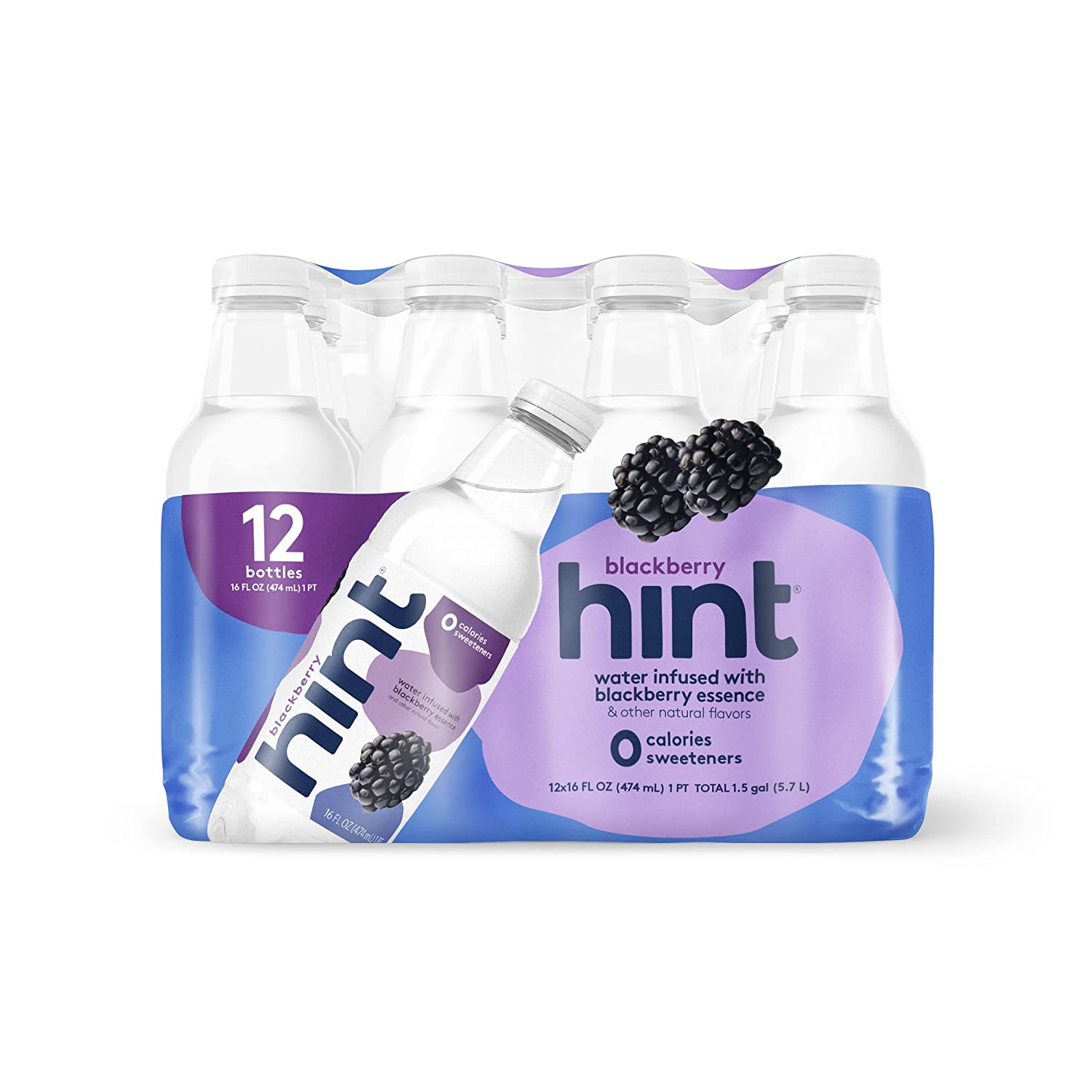 Hint Water Blackberry (Pack of 12) 16 Ounce Bottles Pure Water Infused with Blackberry. Zero Sugar. Zero Calories. Zero Sweeteners. Zero Preservatives. Zero Artificial Flavors