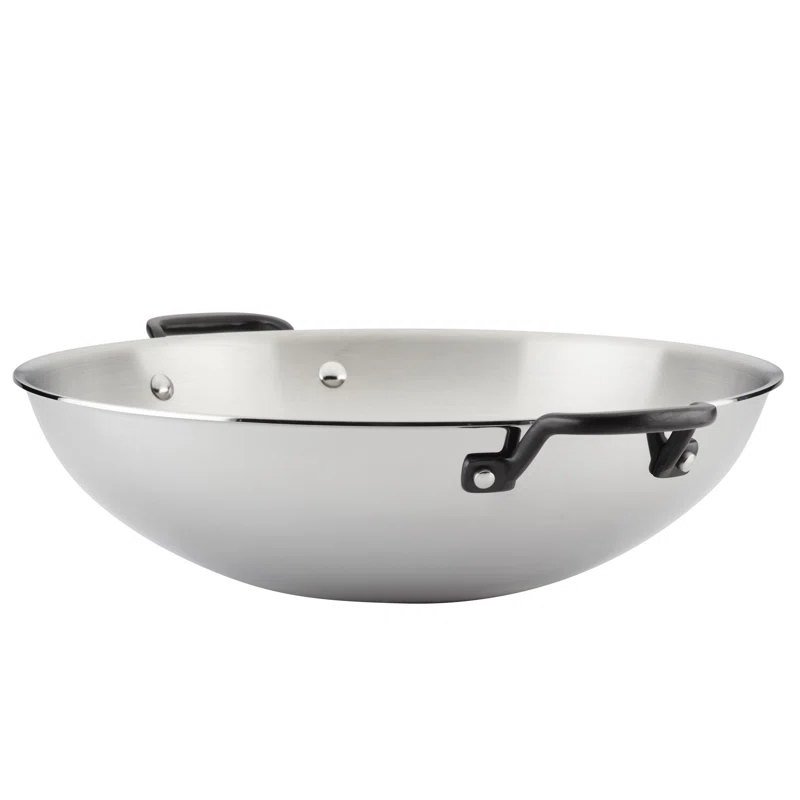 KitchenAid 30008 5-Ply Clad Polished Stainless Steel Wok.15 Inch