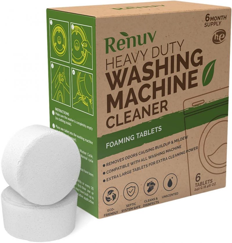 Renuv Washing Machine Cleaner. Top Load or HE. Slow Dissolving Huge 40g