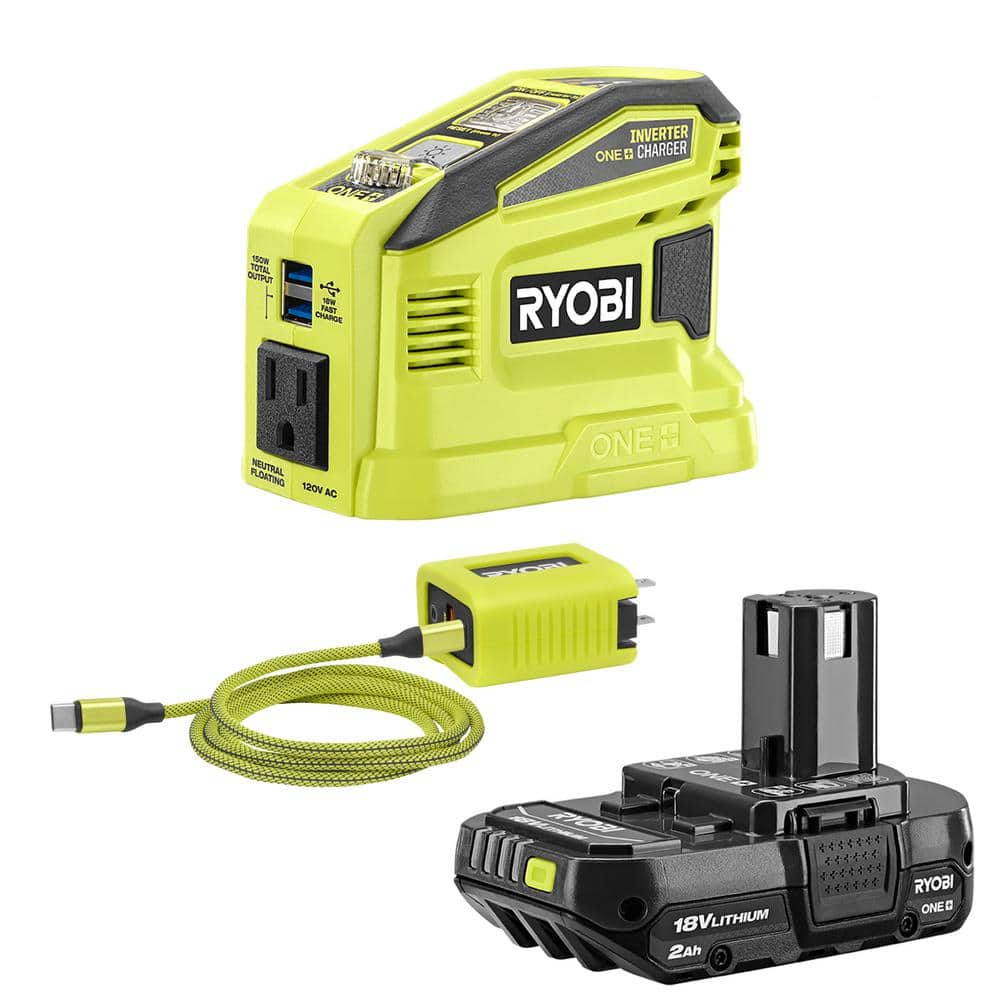 RYOBI RYi150C 150-Watt Push Start Power Source and Charger for ONE+ 18-Volt Battery with 2.0 Ah Battery