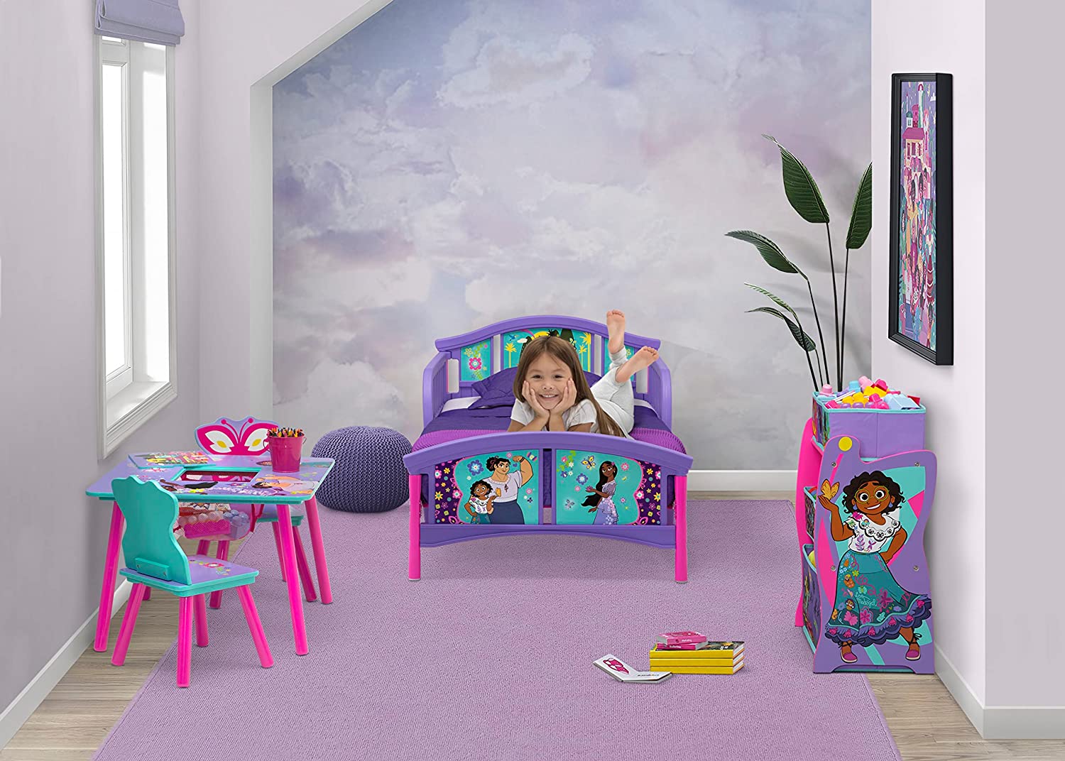 Disney Encanto Plastic Toddler Bed by Delta Children. Purple