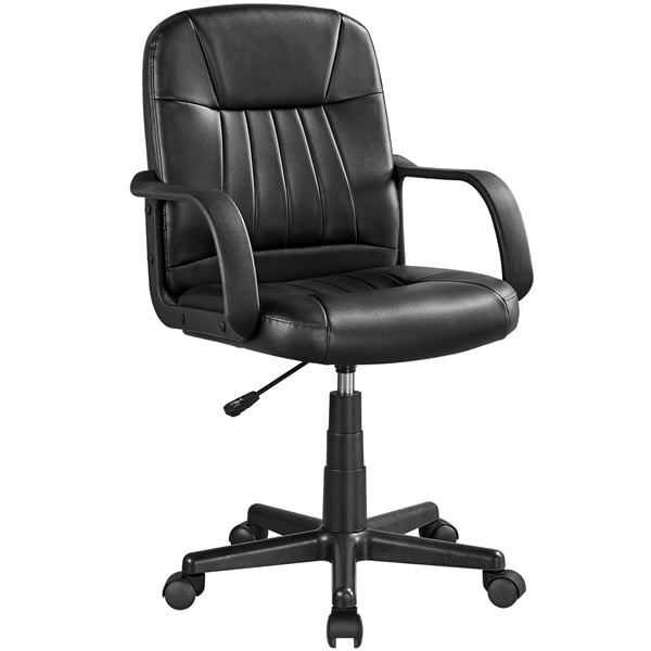 SMILE MART Adjustable Faux Leather Swivel Office Chair. Black