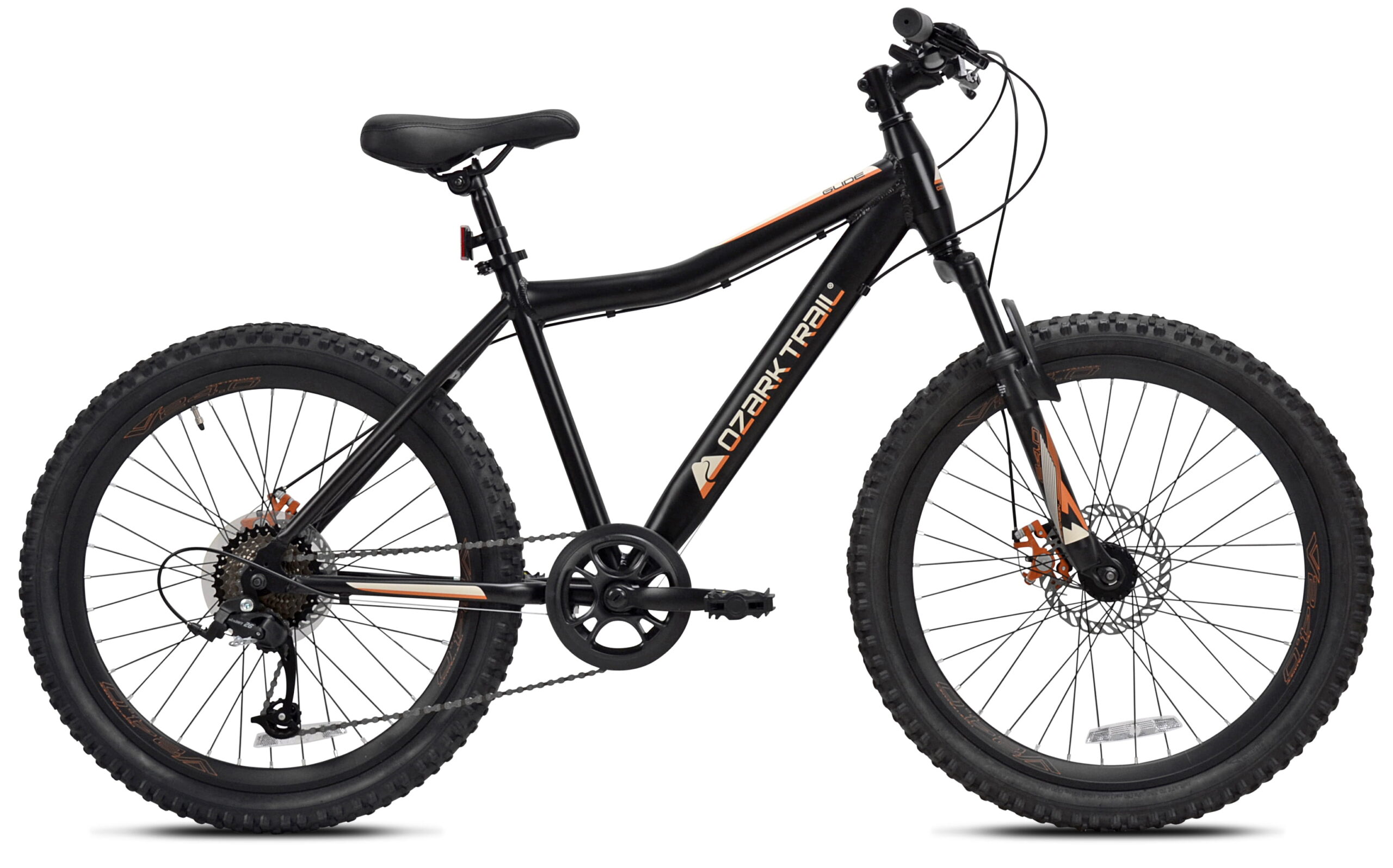 Ozark Trail 24 in. Youth Glide Aluminum Mountain Bicycle. 8 Speeds. Front Suspension. Black
