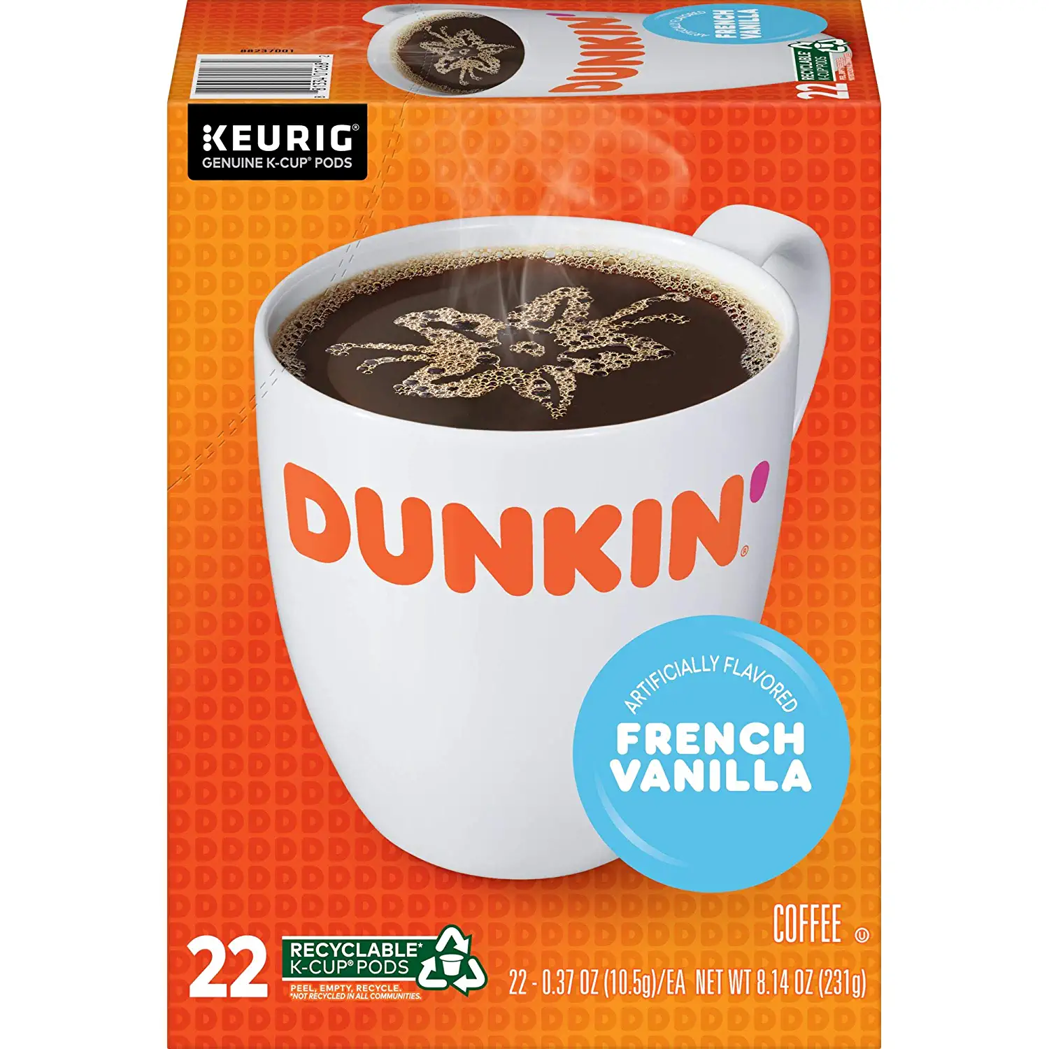 Dunkin- Coffee French Vanilla Flavored Coffee K Cup Pods for Keurig Coffee Makers 88 Count