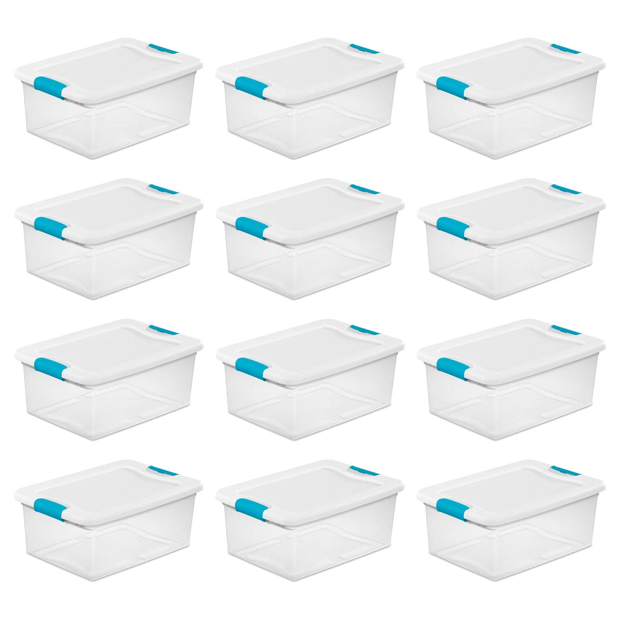 Sterilite 3.75 Gallon Stackable Plastic Storage Tote With Lid. Clear. 12 Count