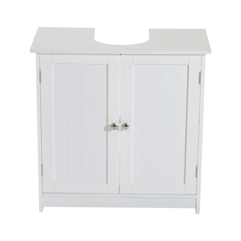 HOMCOM 834-079 24″ Under Sink Storage Cabinet with 2 Doors and Shelves. Pedestal Sink Bathroom Vanity Furniture. White