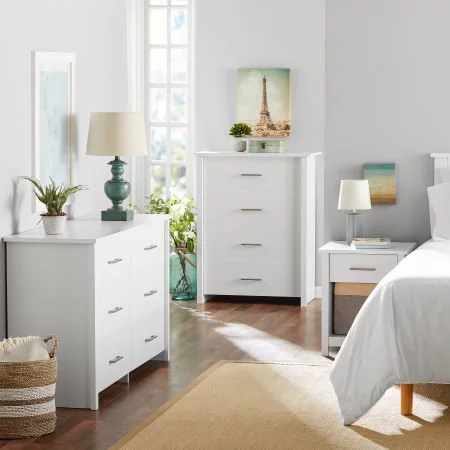 Mainstays Hillside 4-Drawer Dresser. White Finish