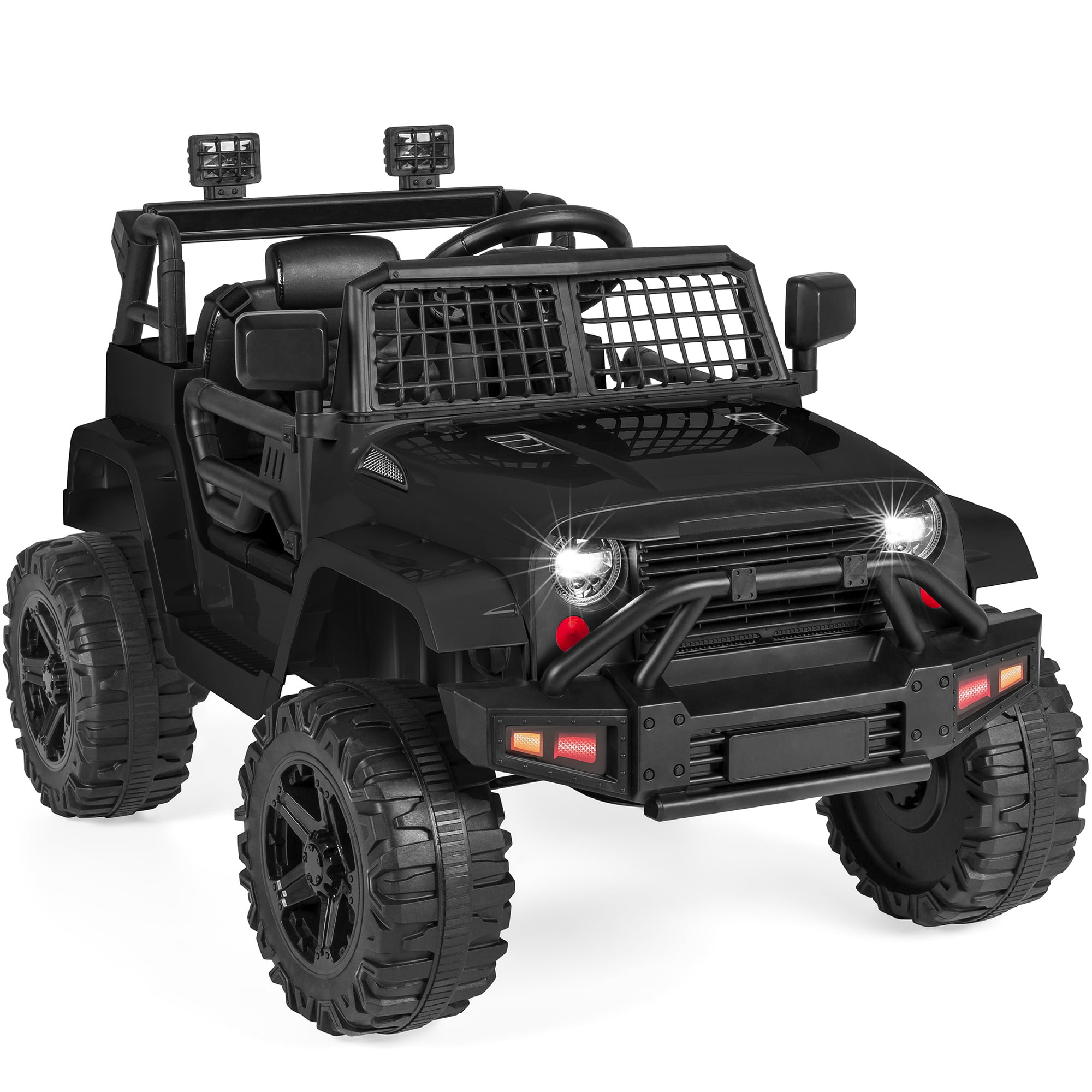 Best Choice Products 12V Kids Ride On Truck Car w/ Parent Remote Control. Spring Suspension. LED Lights - Black