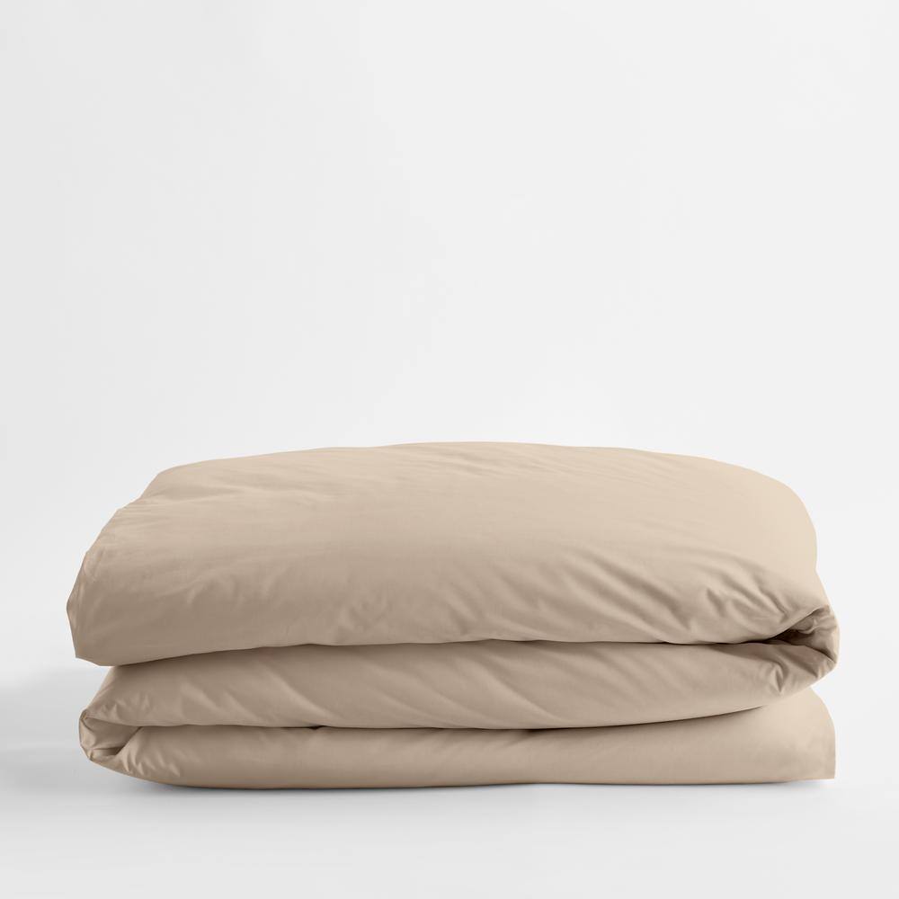 The Company Store  Company Cotton Cocoa Solid 300-Thread Count Cotton Percale King Duvet Cover - Cocoa