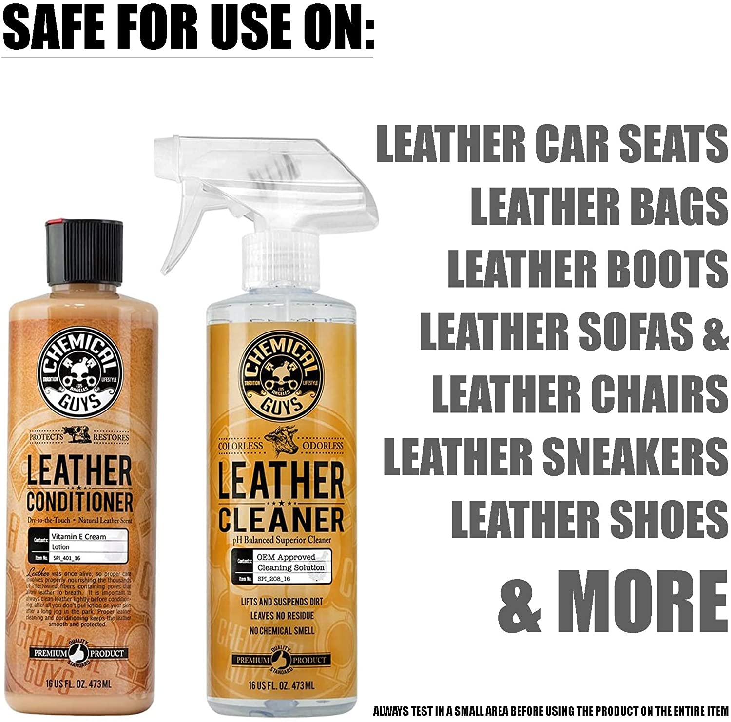 Chemical Guys _ Leather Cleaner and Leather Conditioner Kit for Use on Car Interiors. 16 Oz Bottles