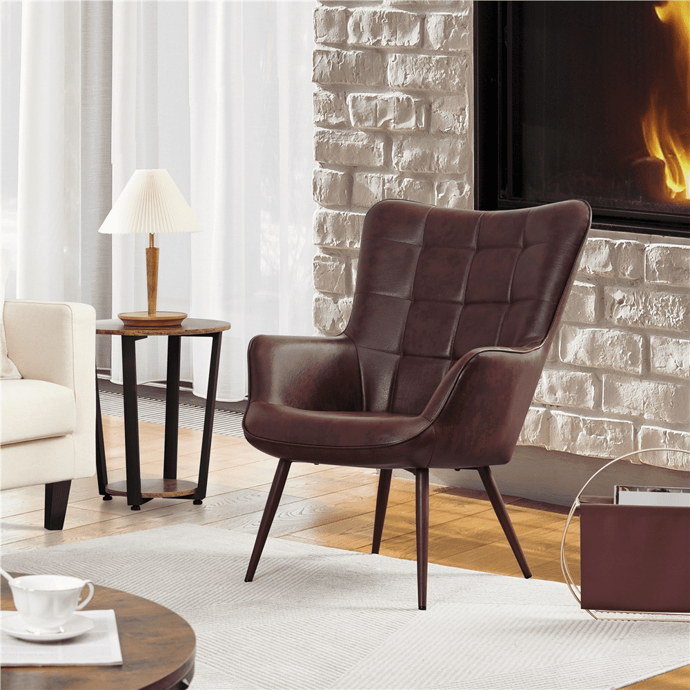 Bellamy Studios Wingback Accent Chair. Espresso Faux Leather
