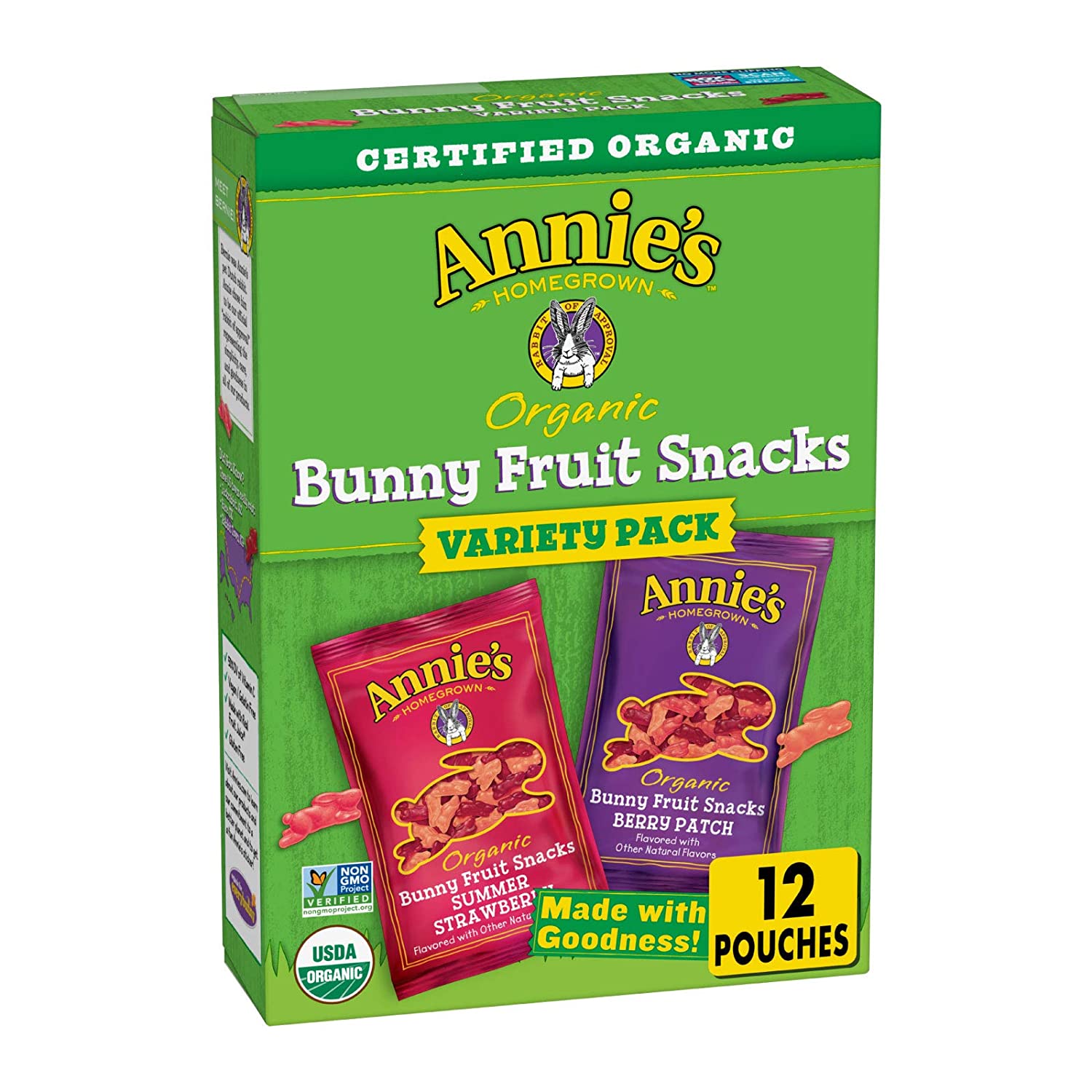 Annie-s Organic Bunny Fruit Snacks. Variety Pack. 12 Pouches. 9.6 oz Box