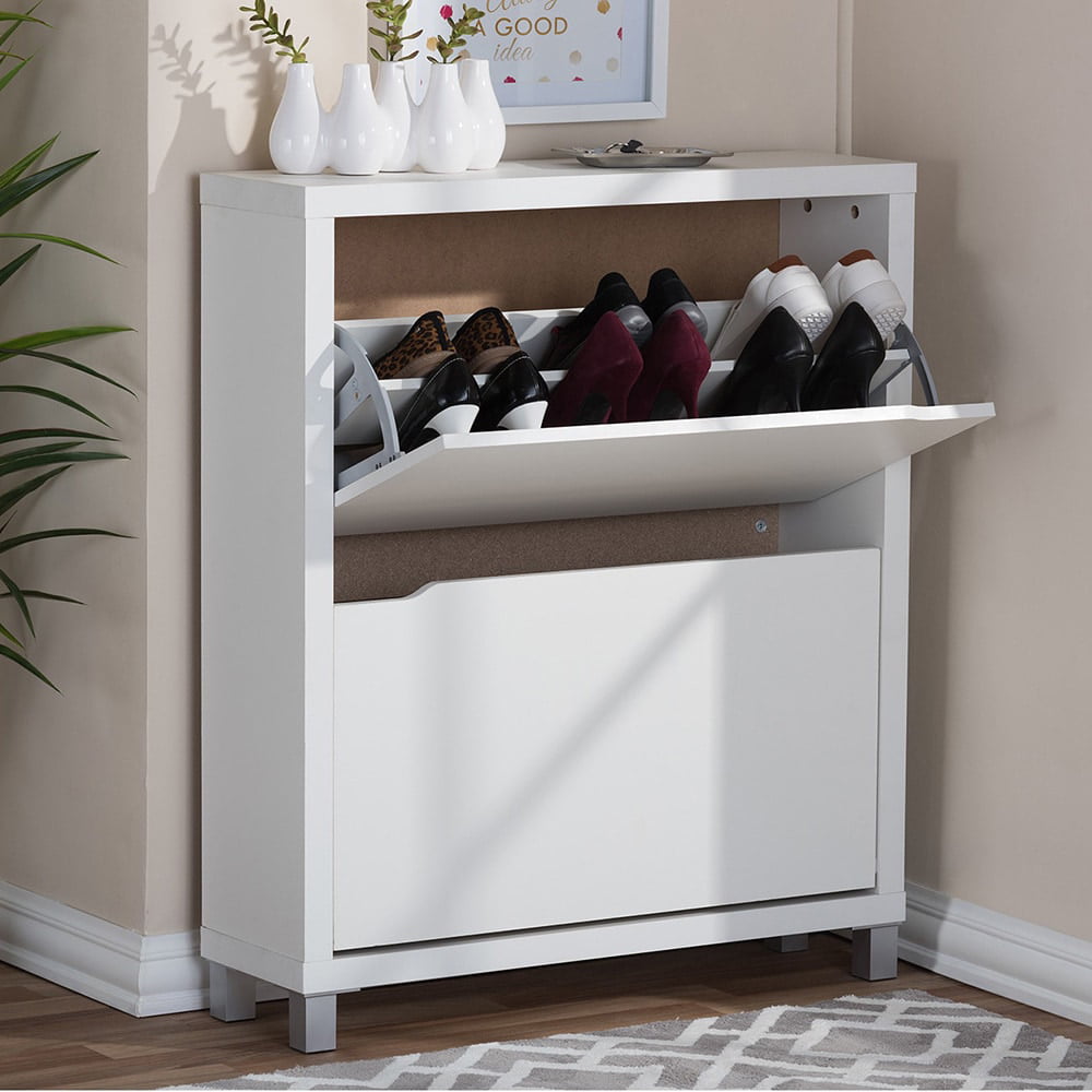 Simms 2 Storage Modern Shoe Cabinet. Cappucino