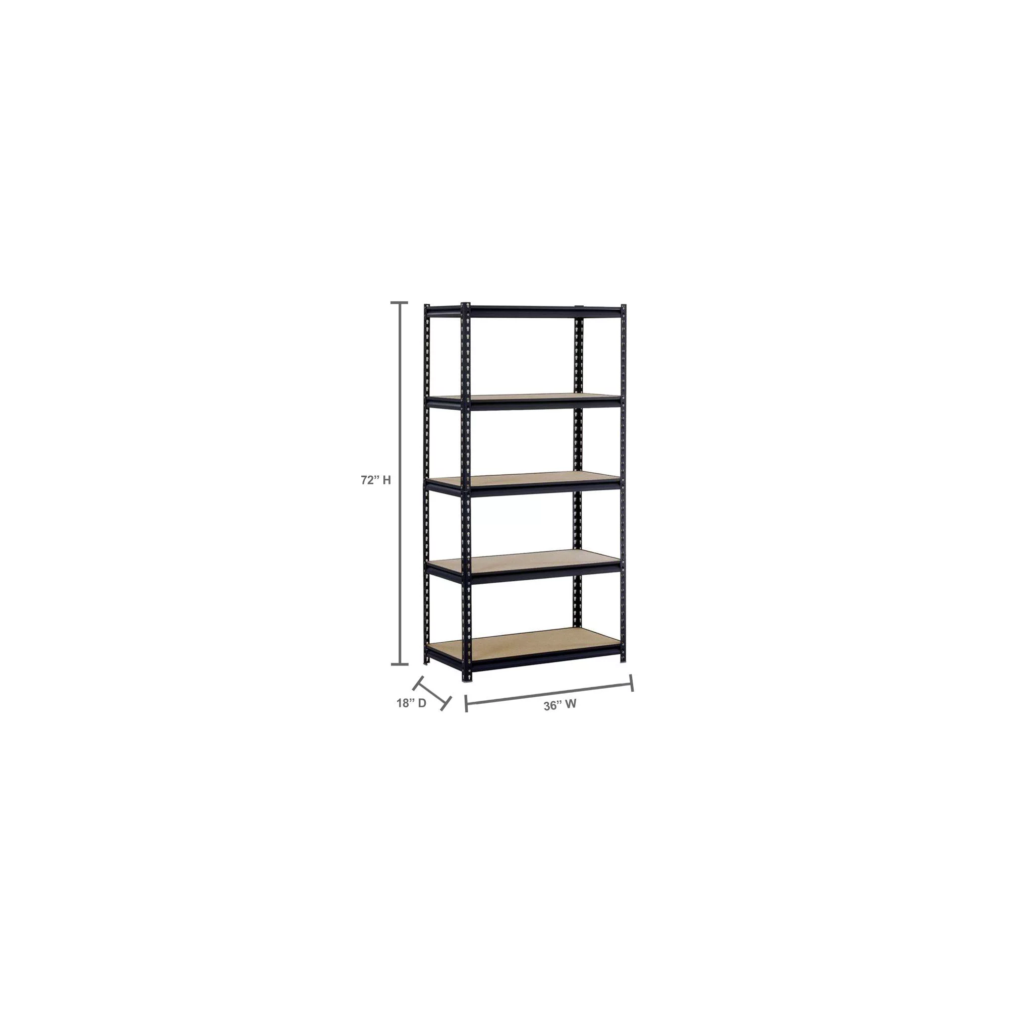 Muscle Rack 36″W x 18″D x 72″H 5-Tier Steel Shelving. Black. 4000 lbs. Capacity