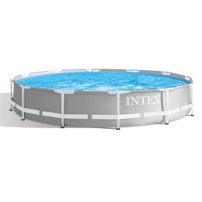 INTEX 26711EH 12ft x 30in Prism Frame Pool with Cartridge Filter Pump (Light Grey)