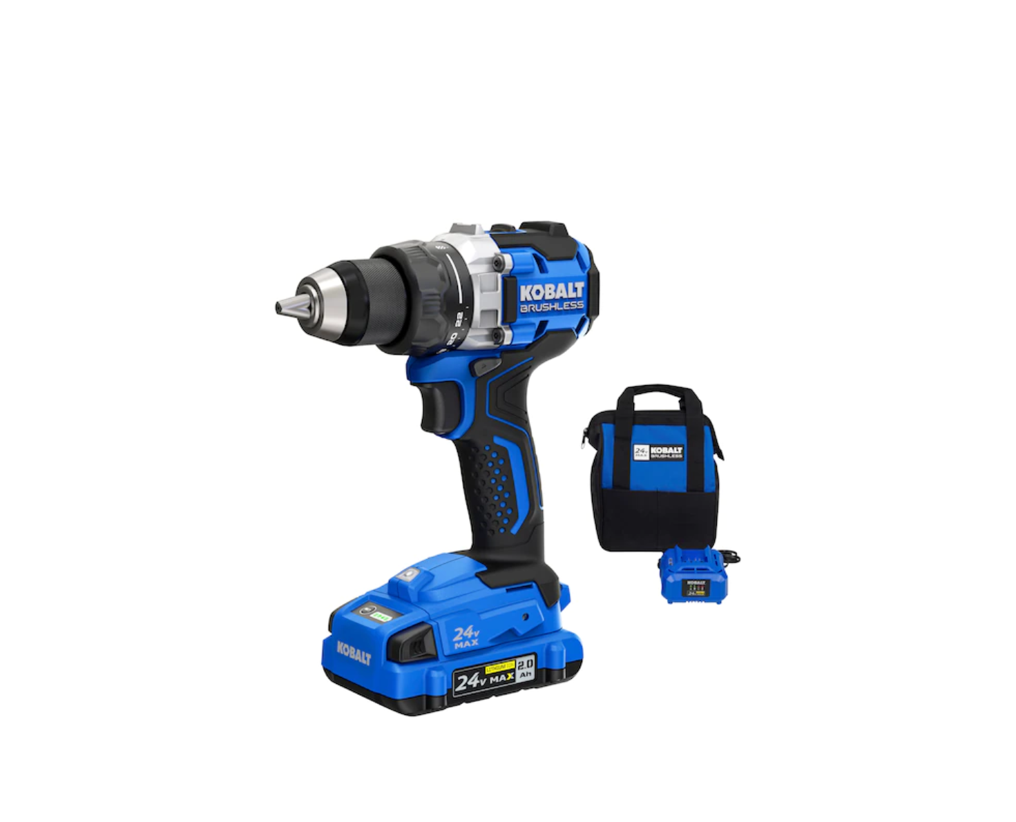 Kobalt KDD 2024A-03 24-volt Max 1/2-in Metal Ratcheting Brushless Cordless Drill(1 Li-ion Battery Included and Charger Included)