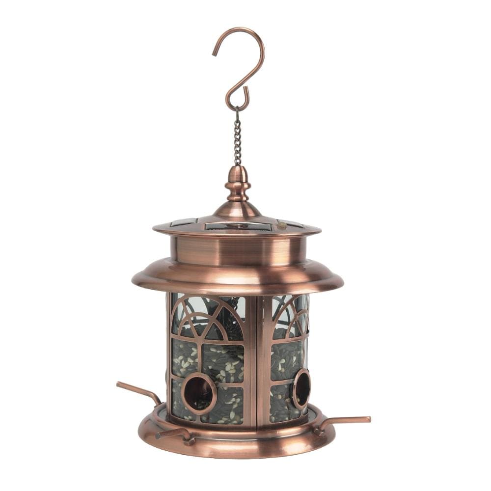 Sun-Ray Copper Metal Hanging Hopper Bird Feeder