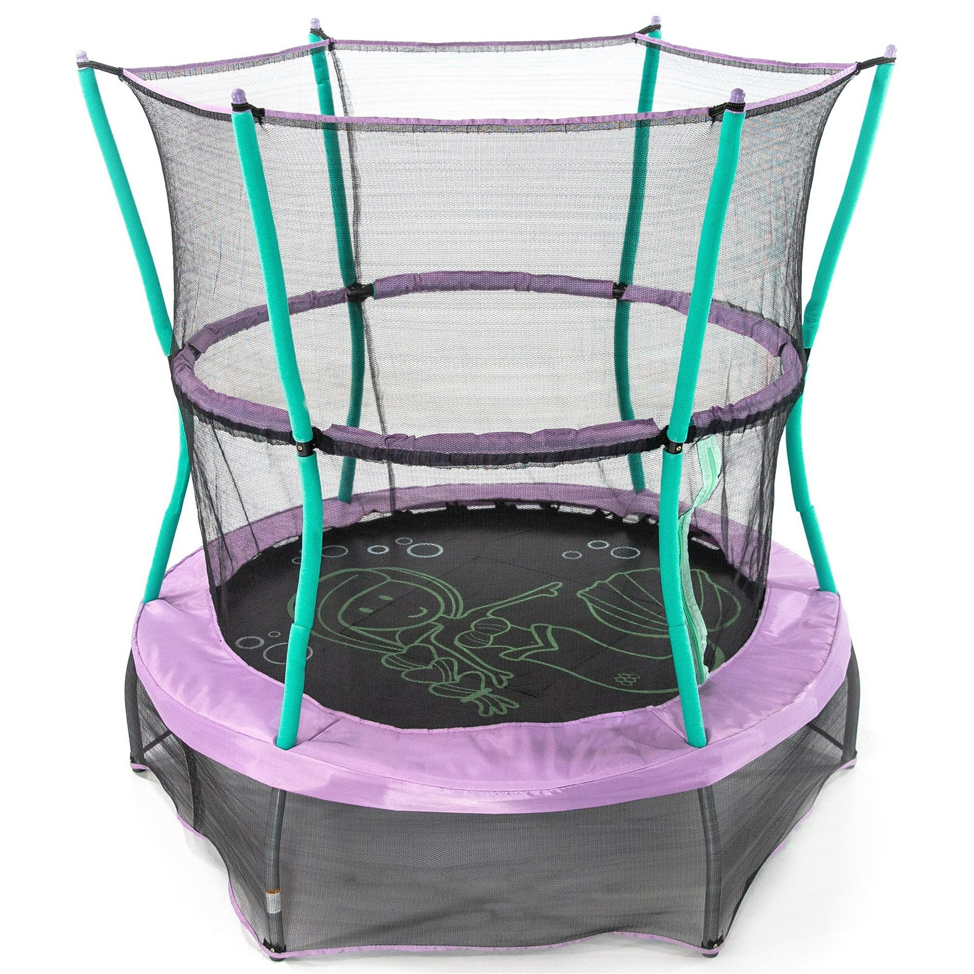 Skywalker Trampolines 55-Inch Bounce-N-Learn Trampoline. with Enclosure and Sound. Magic Mermaid Pink