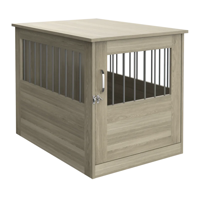 ClosetMaid Pet Crate End Table Furniture for Medium Dogs or Cats Under 25 lbs. Earth Gray Wood Grain Finish
