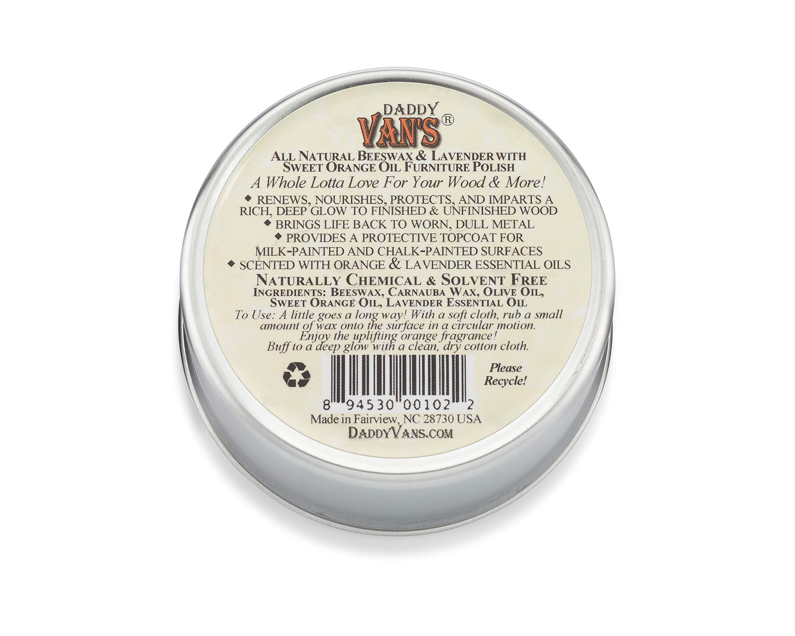 Daddy Van-s All Natural Lavender & Sweet Orange Oil Beeswax Furniture Polish