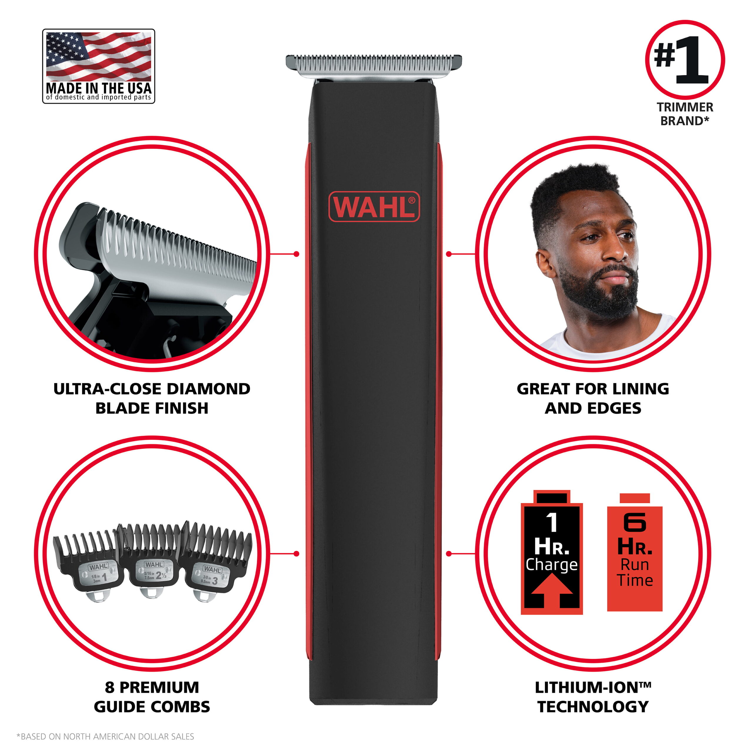 Wahl Edge Pro Lithium-Ion Cordless Beard Trimmer with T-Blade17 pc Grooming Kit for Men - 9895