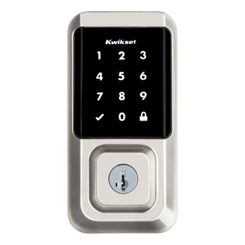 Kwikset 99390-001 HALO Satin Nickel Single-Cylinder Keypad Electronic Smart Lock Deadbolt Featuring SmartKey. Touchscreen and WiFi
