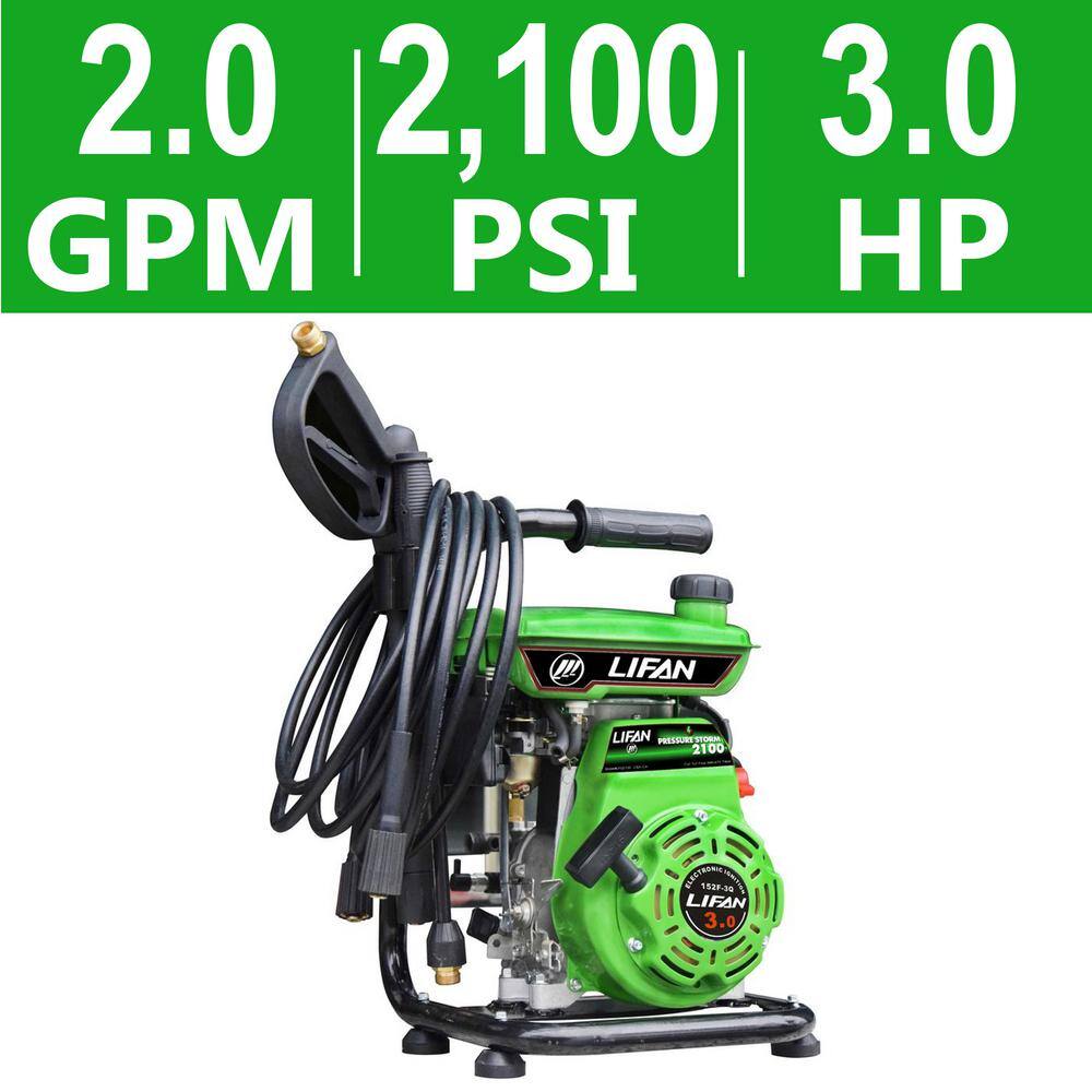 LIFAN LFQ2130-CA 2.100 psi 2.0 GPM AR Axial Cam Pump Recoil Start Gas Pressure Washer with CARB Compliant