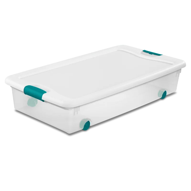 Sterilite 56 Qt./53 L Wheeled Latching Box Clears. Quart. White. 4 Piece