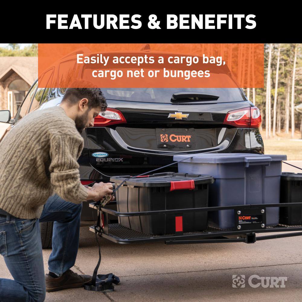 CURT 18150 500 lb. Capacity 60 in. x 20 in. Steel Basket Style Hitch Cargo Carrier for 2 in. Receiver