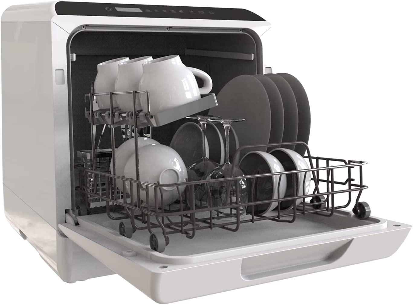Portable Dishwasher Countertop. 5 Washing Programs Small Dishwasher with 5-Liter Built-in Water Tank. Baby Care. Air-Dry Function & Fruit Wash for Small Apartments. Dorms. RVs -White