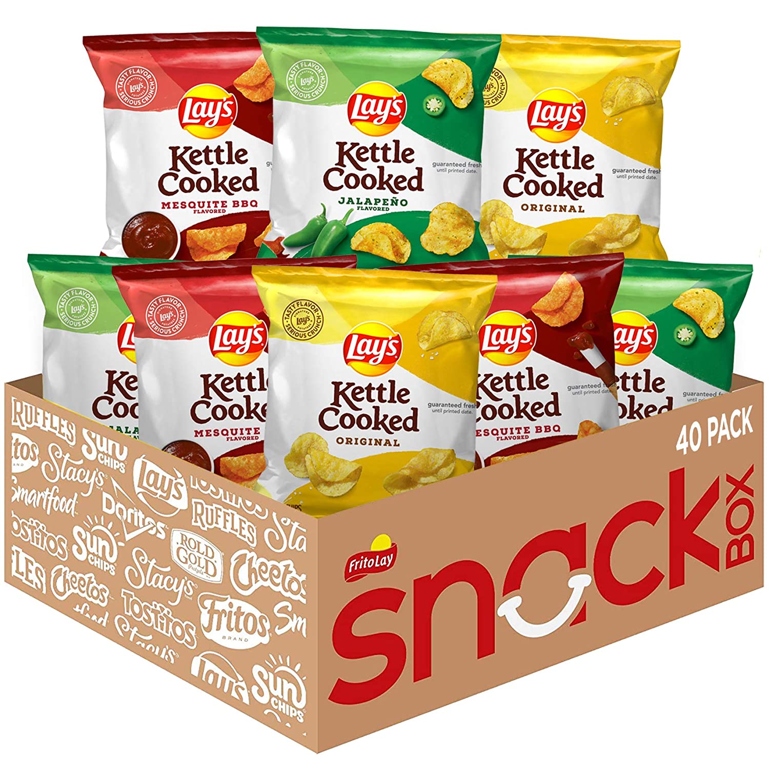 Lay-s Kettle Cooked Potato Chips Variety Pack. 0.85 Ounce (Pack of 40)
